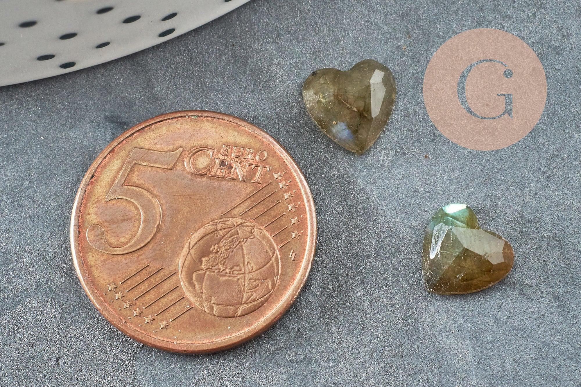 Gingerlily Cabochon cœur labradorite naturelle facettée 8mm x1