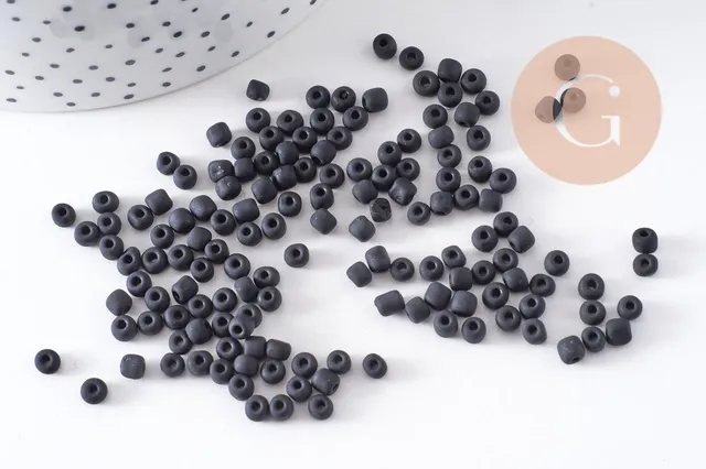 Gingerlily Perles DIY G10400 perle rocaille verre noir mat 4mm 10g