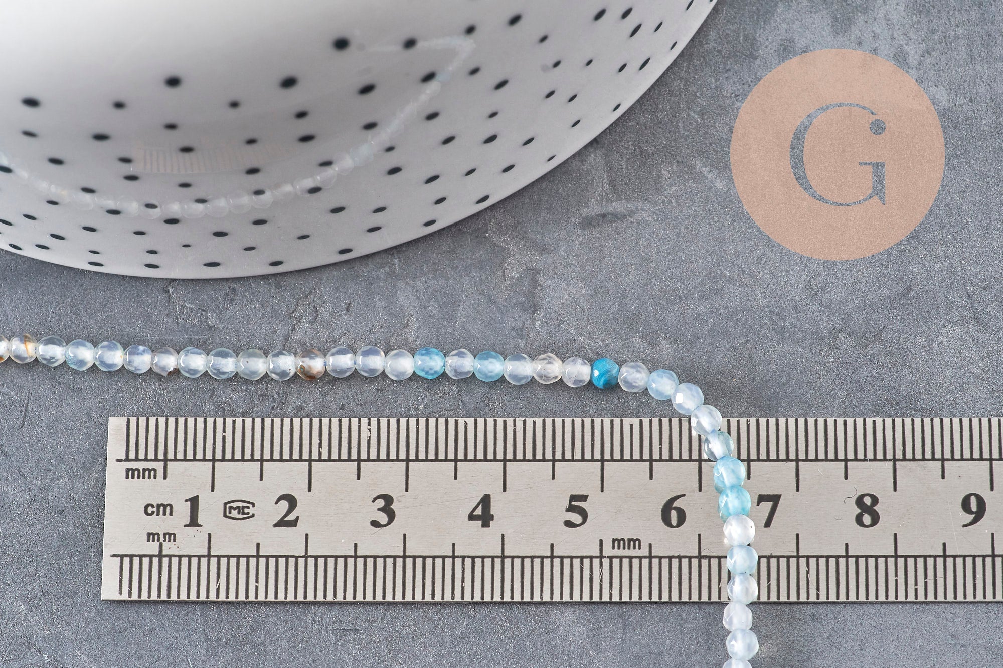 Gingerlily Agate G11094 perles pierre 3 mm fil 38 cm bleu ciel