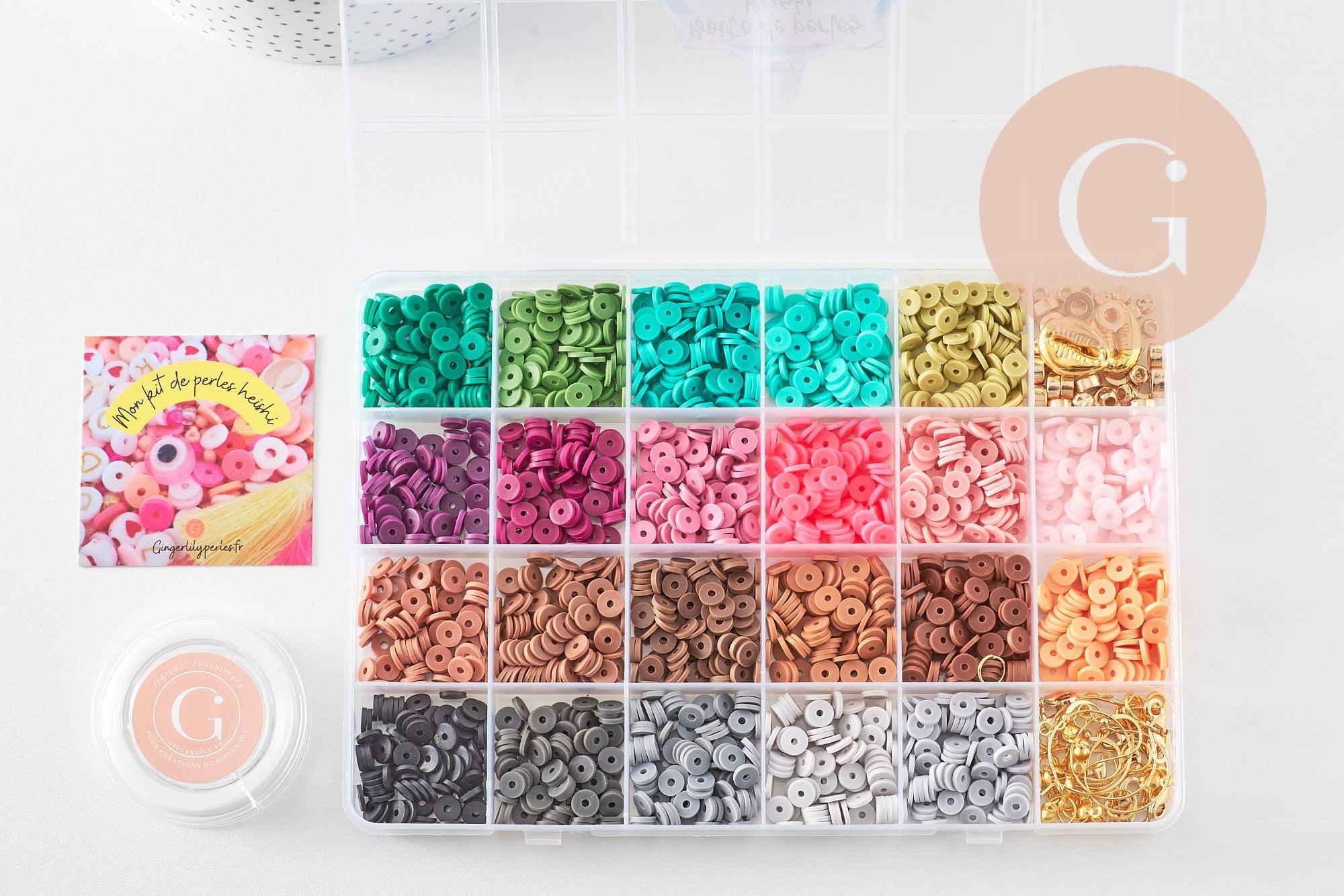 Gingerlily G9997 kit perles heishi vert caramel coffret x1