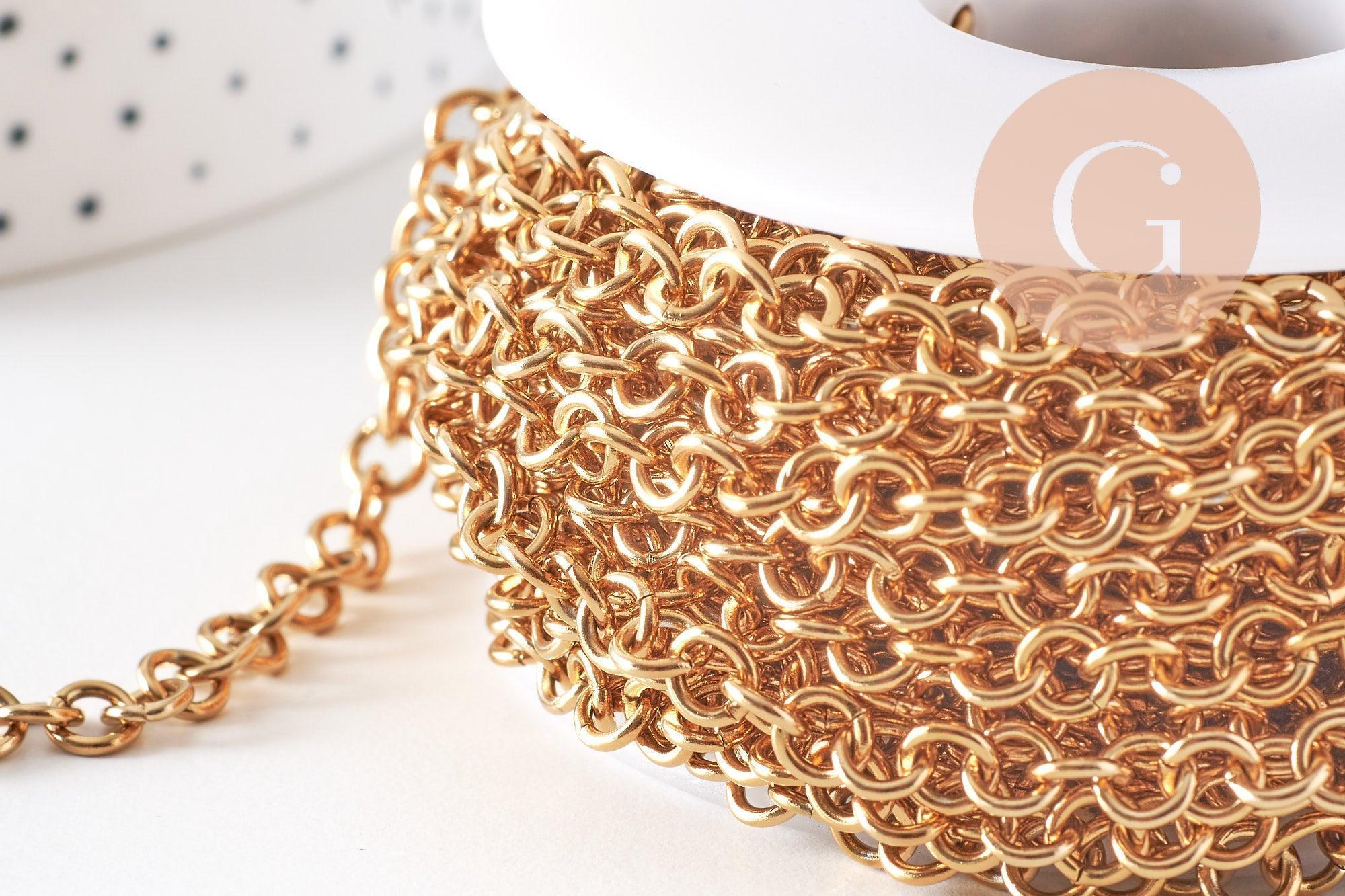 Gingerlily Chaînes pour bijoux DIY G10518 chaîne rolo dorée 1 m