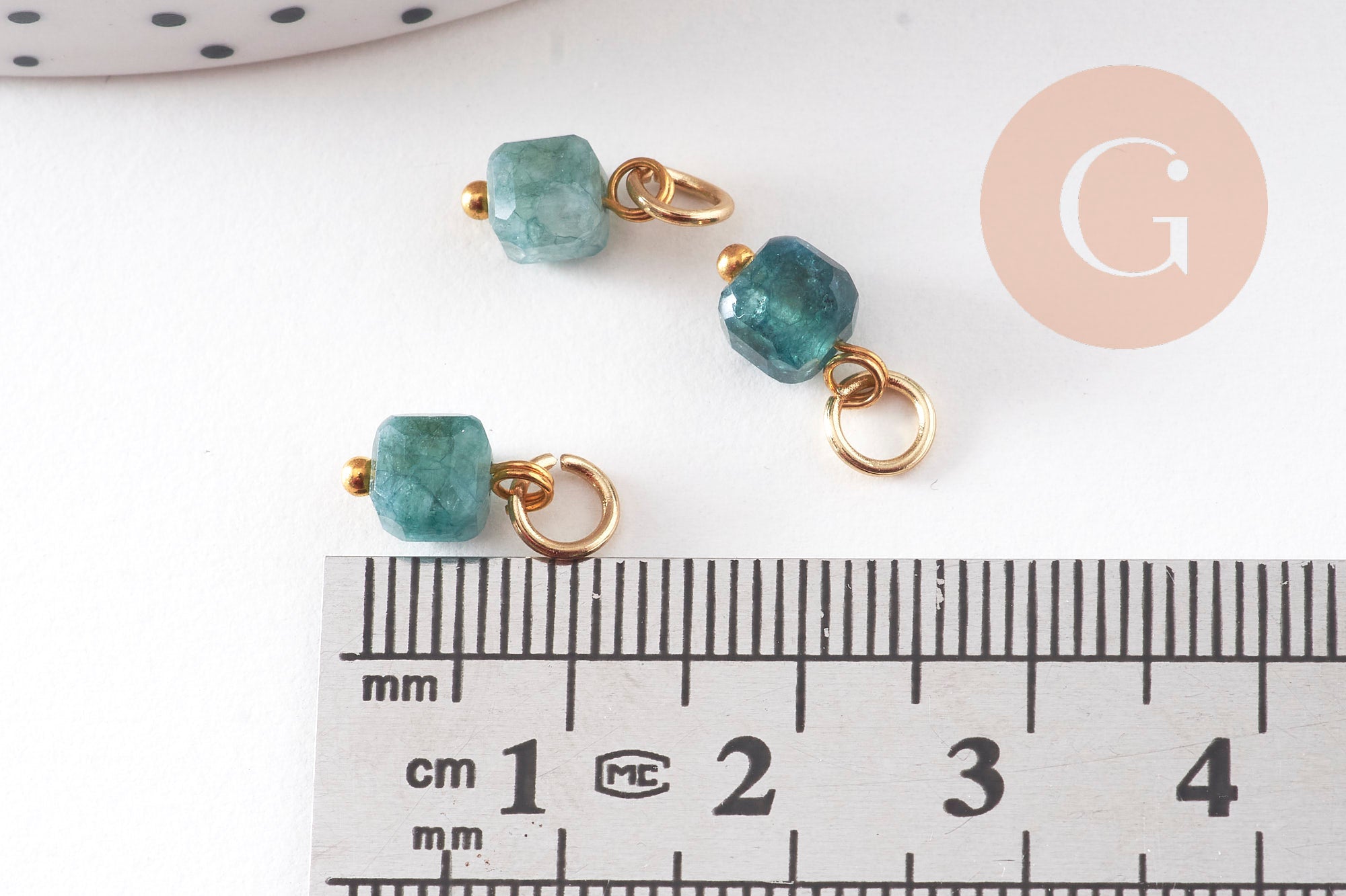 Gingerlily breloque cube tourmaline naturelle 9mm jaune x1
