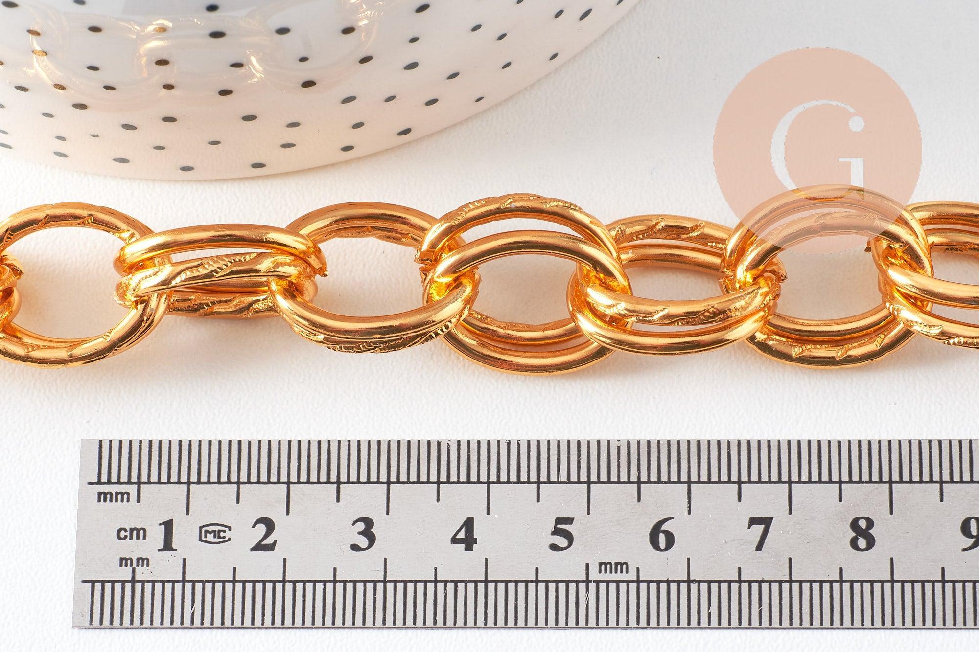 Gingerlily chaîne aluminium doré maille rolo 22mm 1m