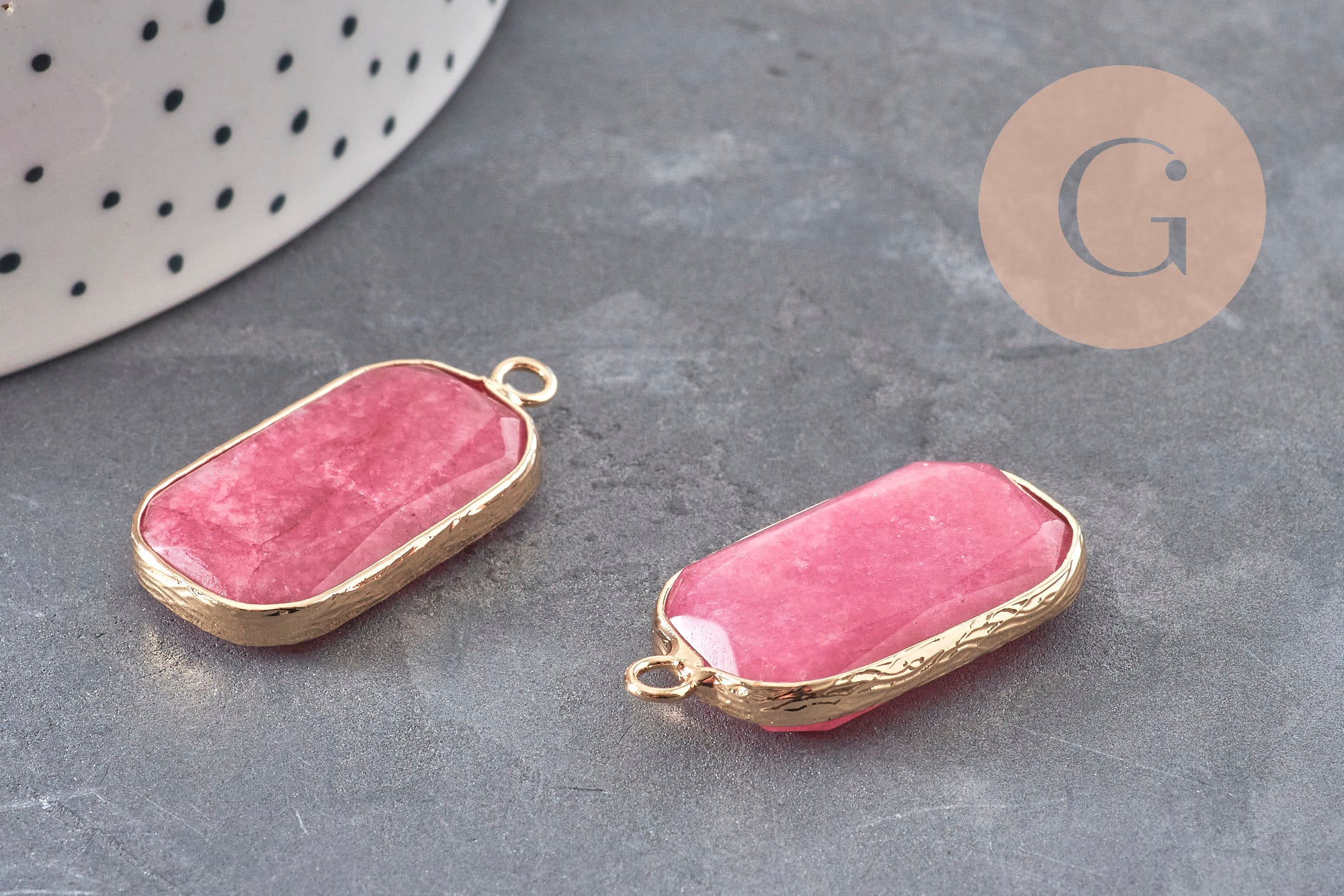 Gingerlily Pendentifs Pendentif rectangle jade rose 31mm x1