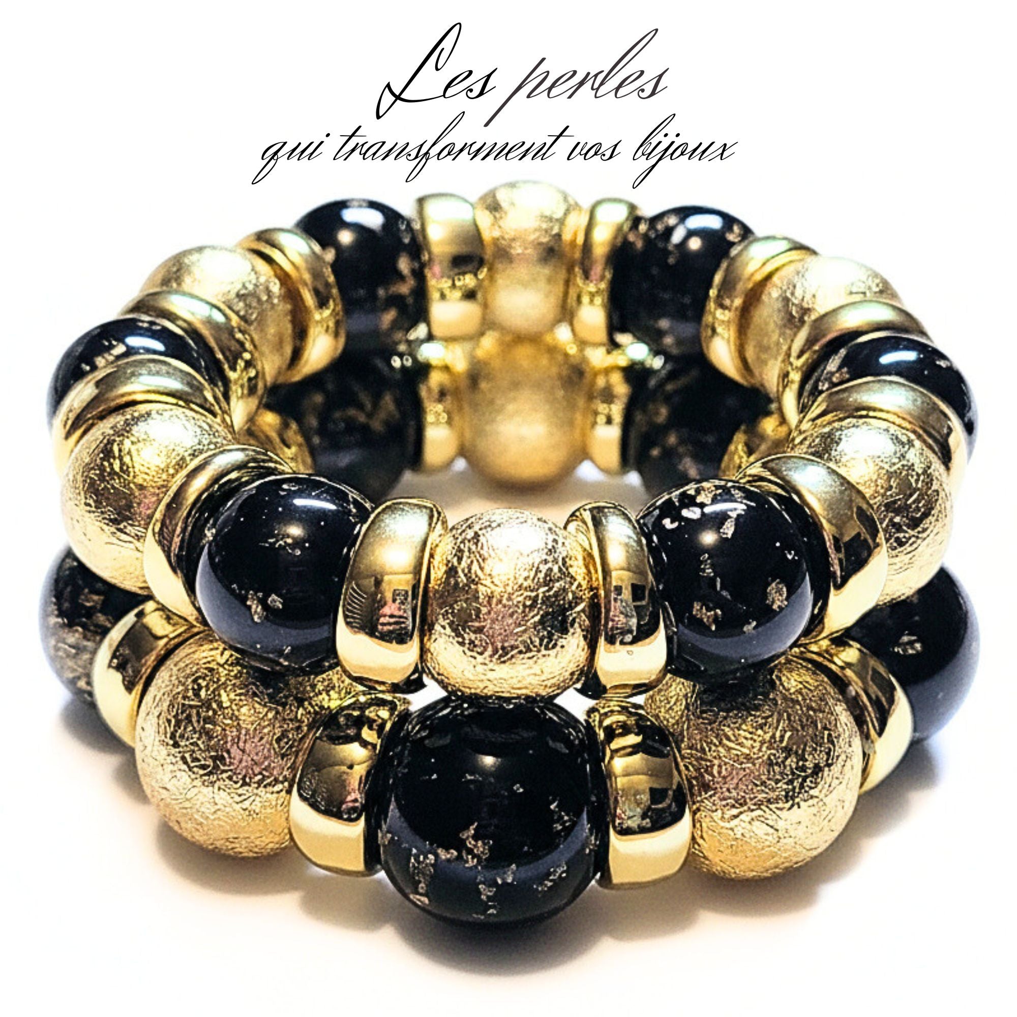 Artshop 319 boules acrylique effet Murano noir 16mm x15