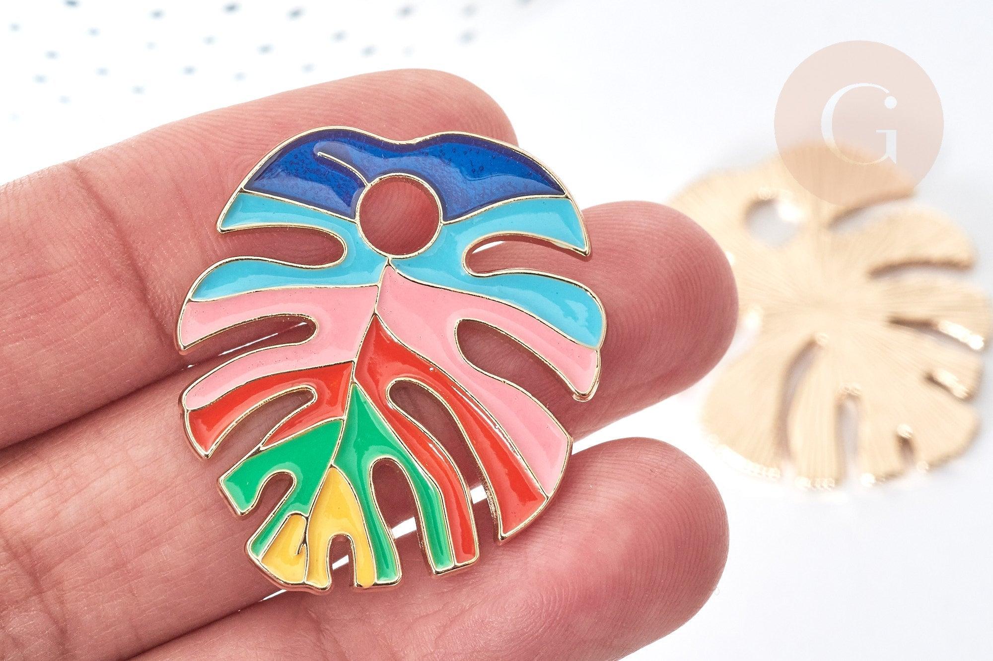 Gingerlily Pendentif G8083 feuille monstera doré 33,5 mm
