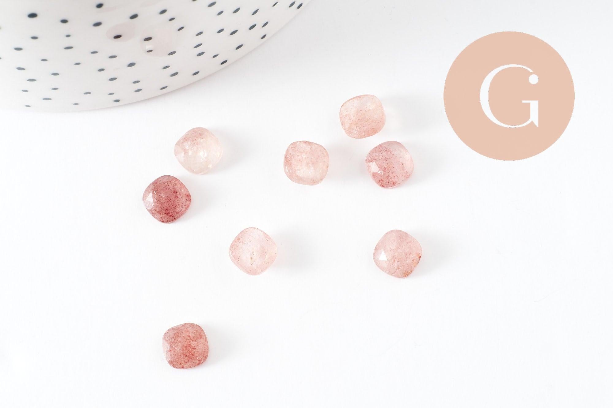 Gingerlily Quartz Fraise Cabochon Carré 8x8mm x1 Naturel