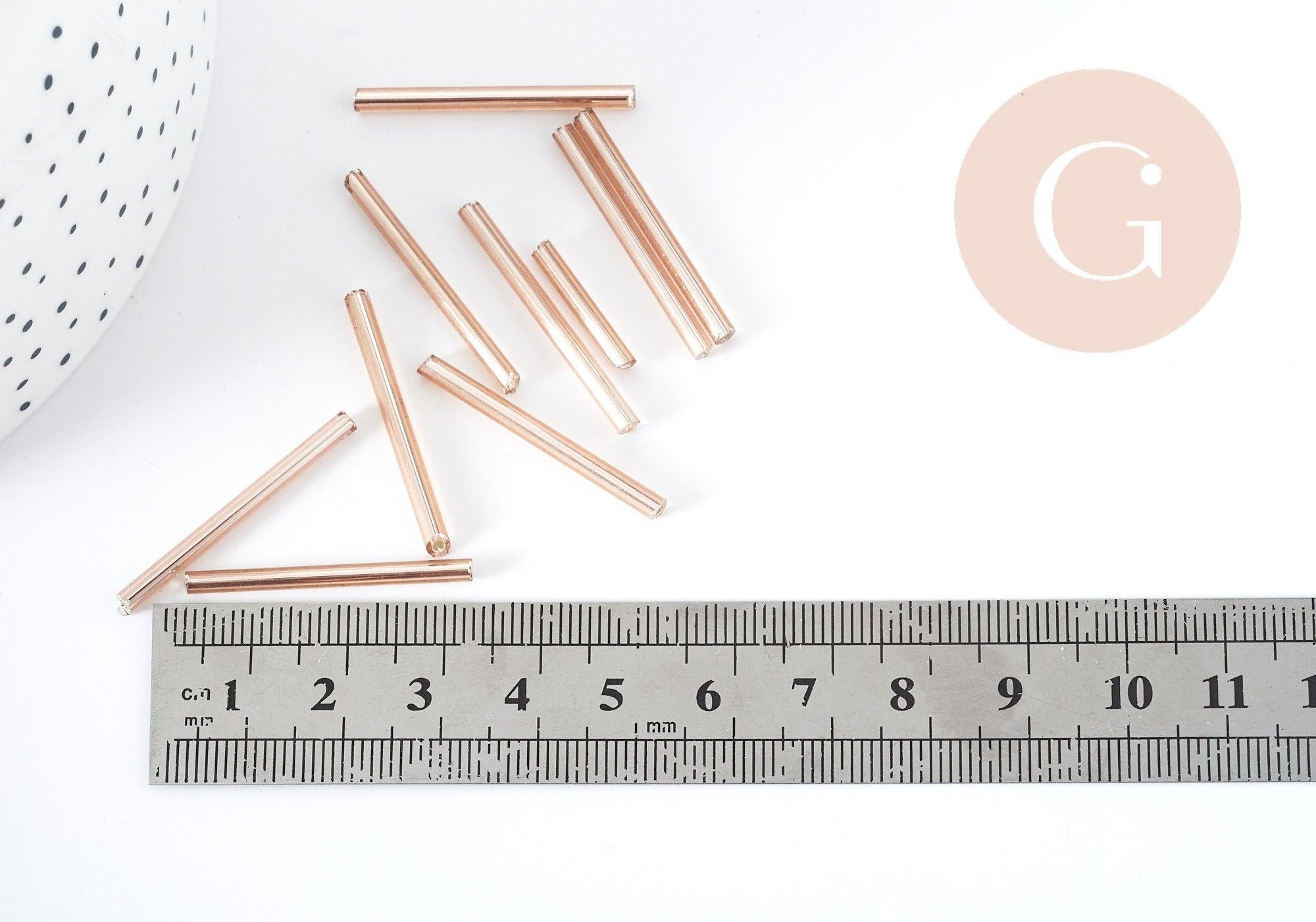 Gingerlily Perles rocaille tubes rose métallique 30mm 10g