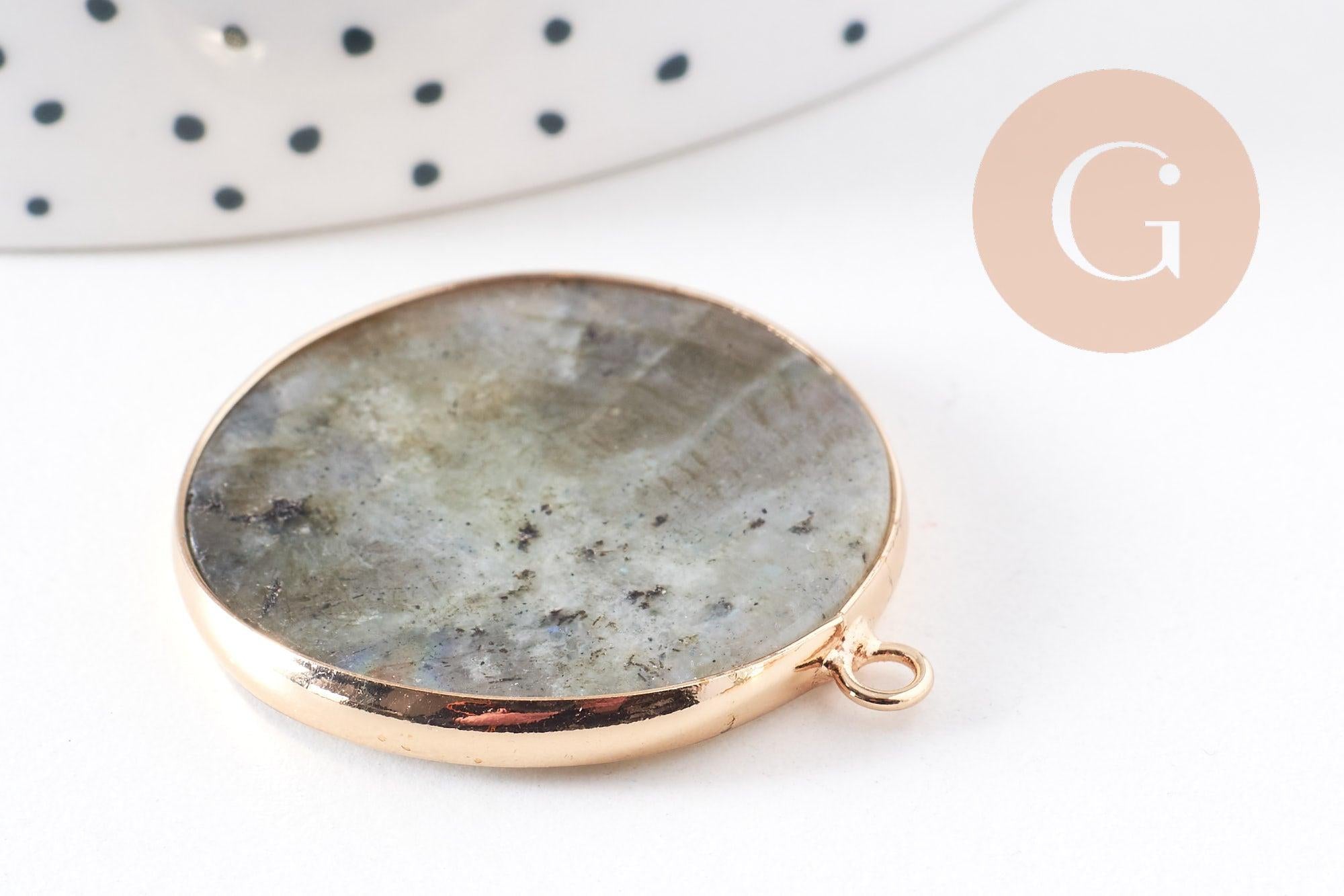 Gingerlily pendentif labradorite pendentif rond laiton doré 35mm