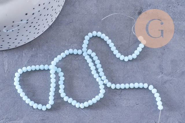 Gingerlily Perles rondelles cristal bleu ciel 4mm fil 41cm