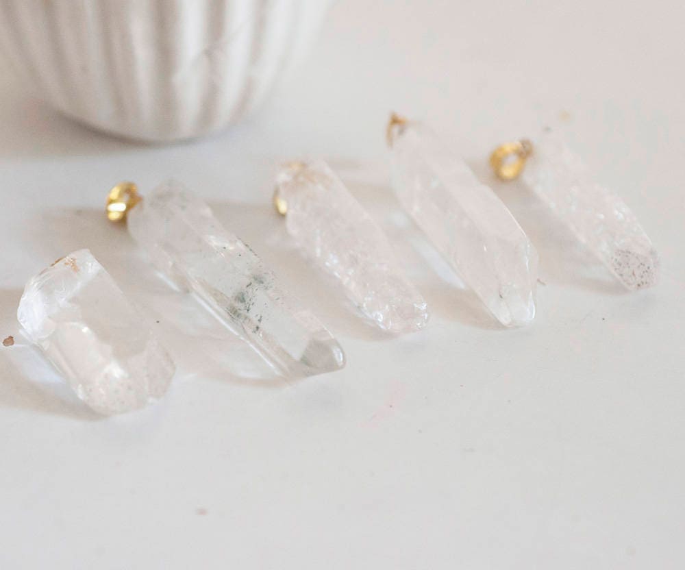 Gingerlily Pendentif pointe G2803 cristal craquelé transparent doré