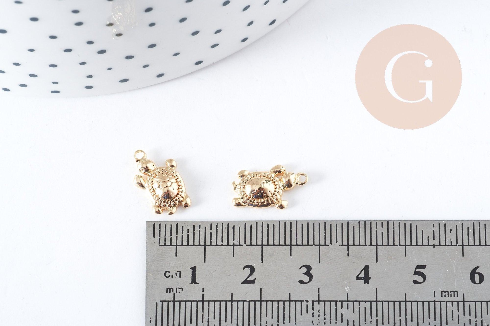 Gingerlily Pendentifs DIY breloque tortue laiton doré 14,5mm
