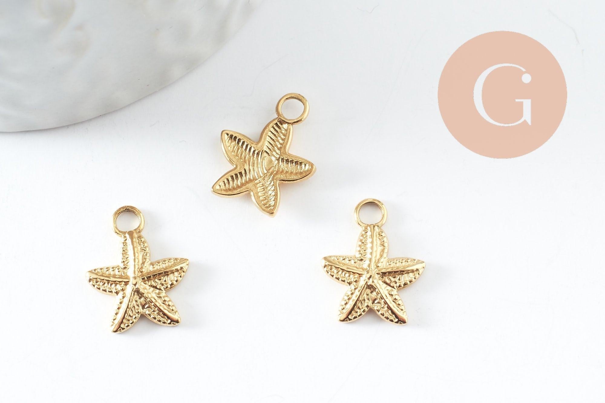 Gingerlily Pendentif étoile de mer acier doré 15.5mm x2 G9855