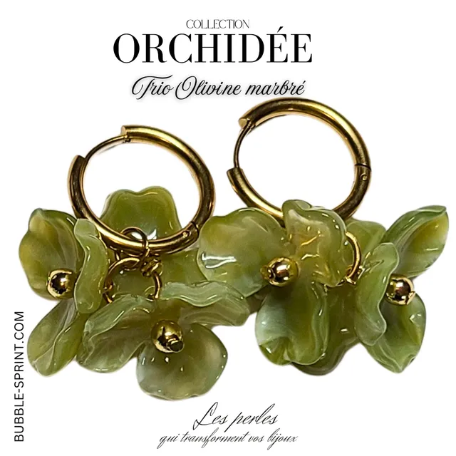 ARTSHOP Trio d'Orchidées créoles olivine 28 mm kit