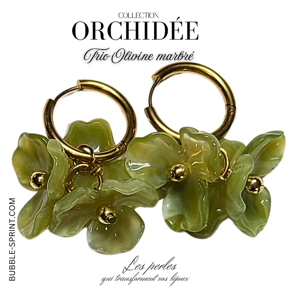 ARTSHOP Trio d'Orchidées créoles olivine 28 mm kit