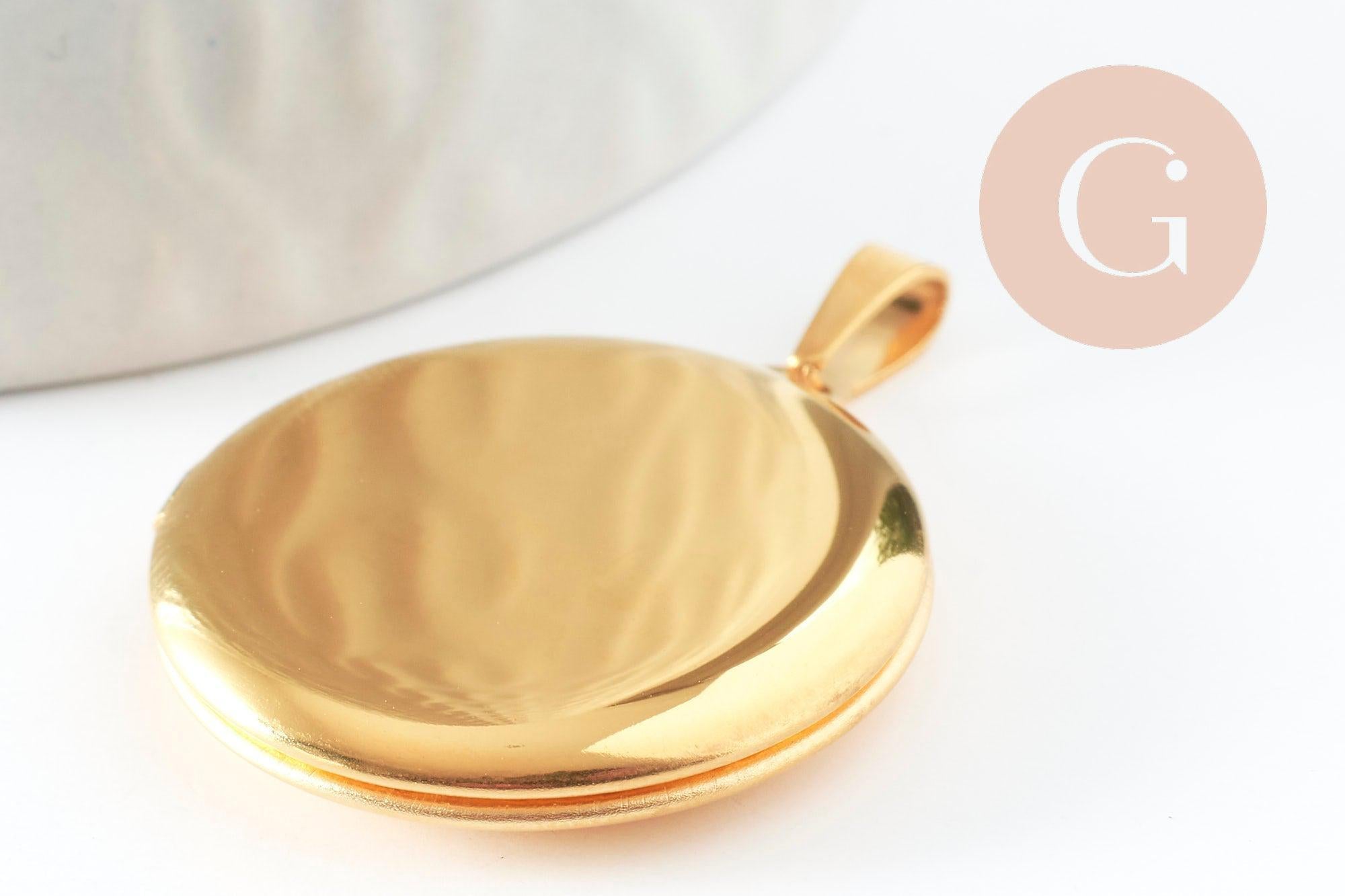 Gingerlily Locket rond pendentif médaillon doré 31mm x1