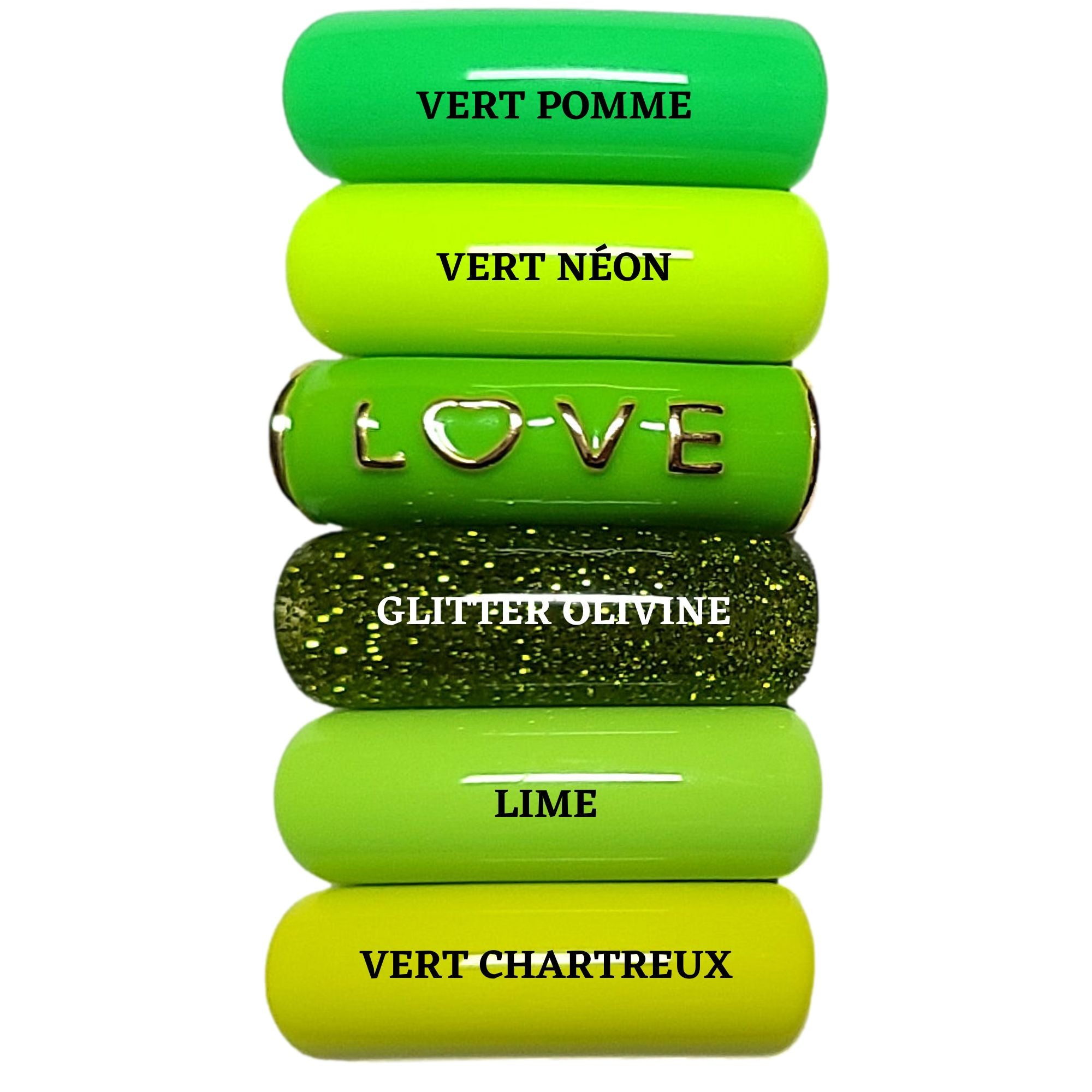 ARTSHOP Camaieu 140 perles tubes incurvés 12mm vert x6