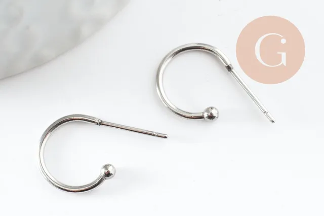 Gingerlily G9527 clous-puces créole acier platine 18,5mm x2