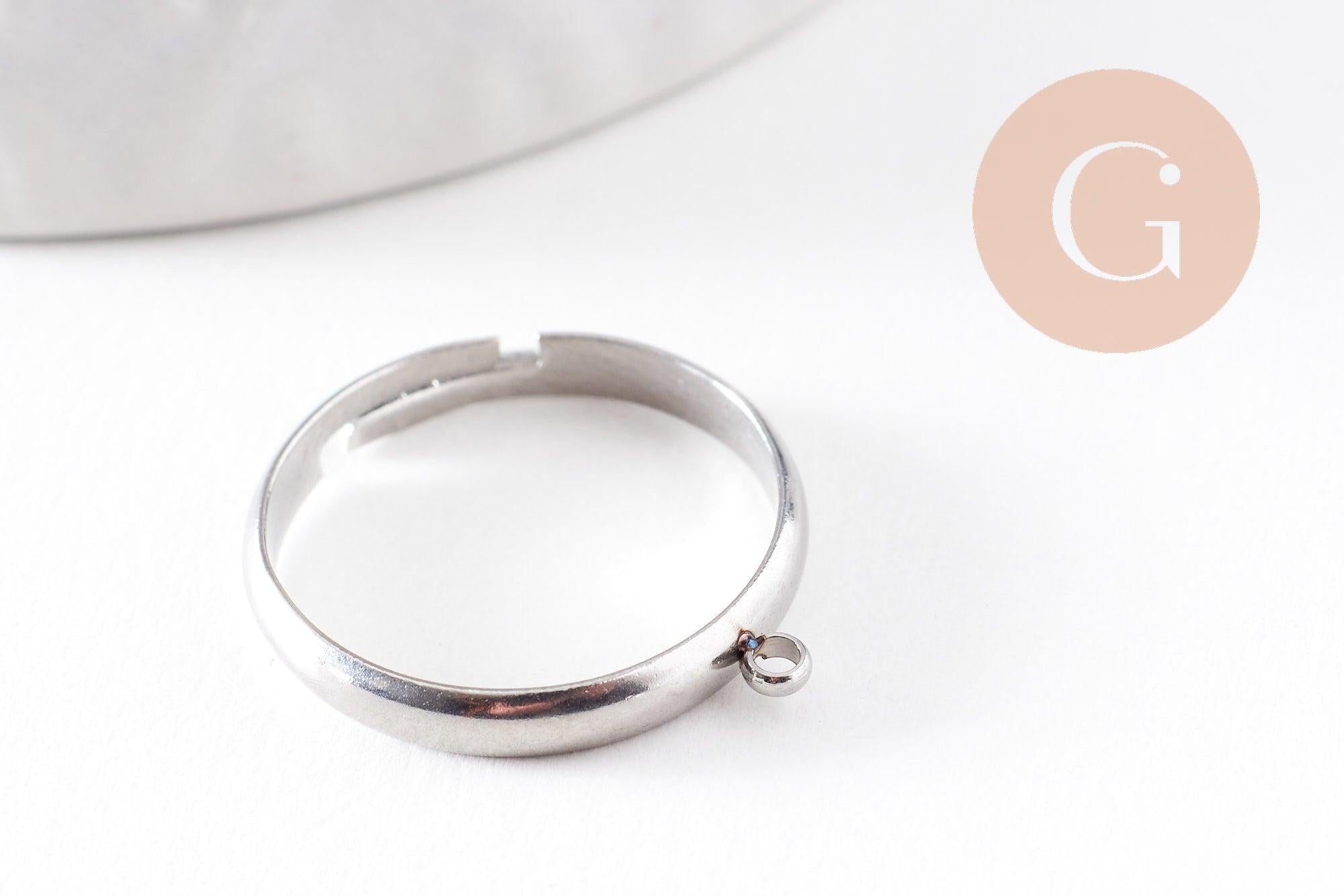 Gingerlily Support bague réglable acier platine 18mm x2