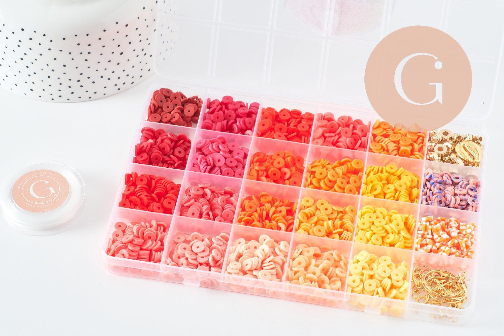 Gingerlily Kits G9608 kit perles heishi rouge orange sans pinces