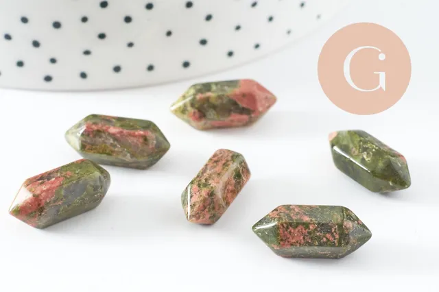 Gingerlily Pointe unakite G9718 pierre naturelle 18mm x1