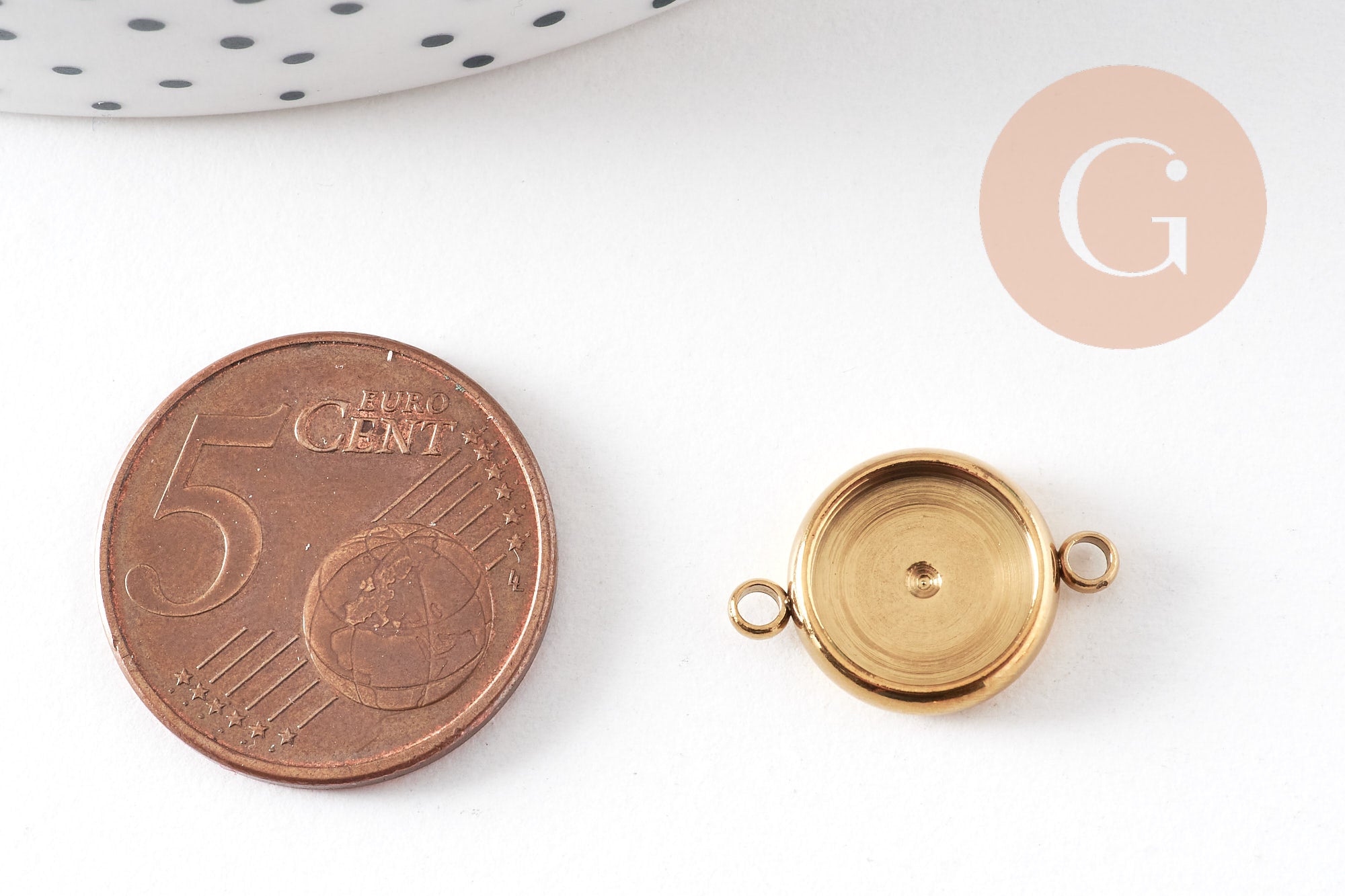 Gingerlily Perles G10804 connecteur rond cabochon 10mm acier doré