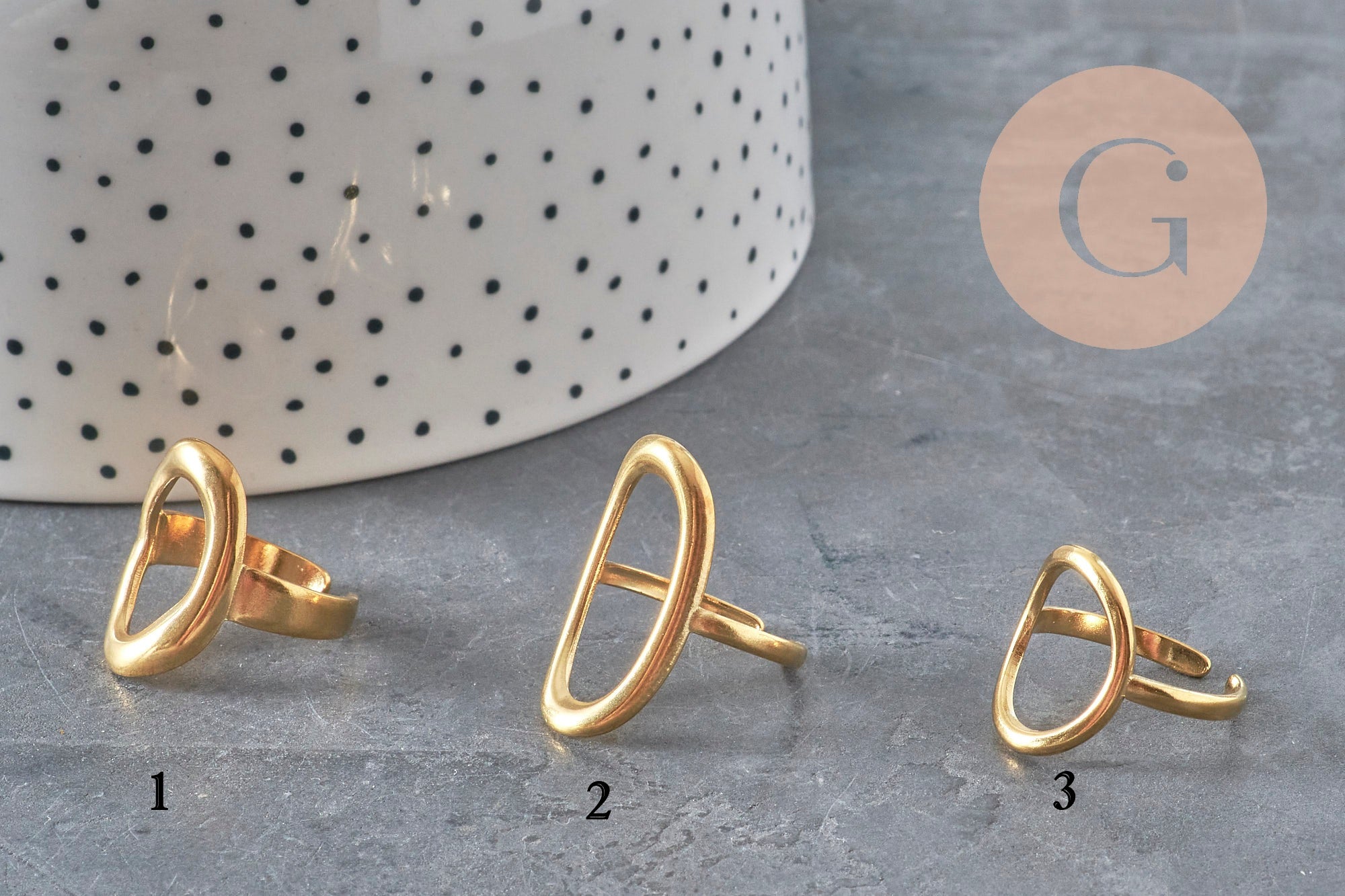 Gingerlily Bague ovale G11154 acier inoxydable doré taille 57