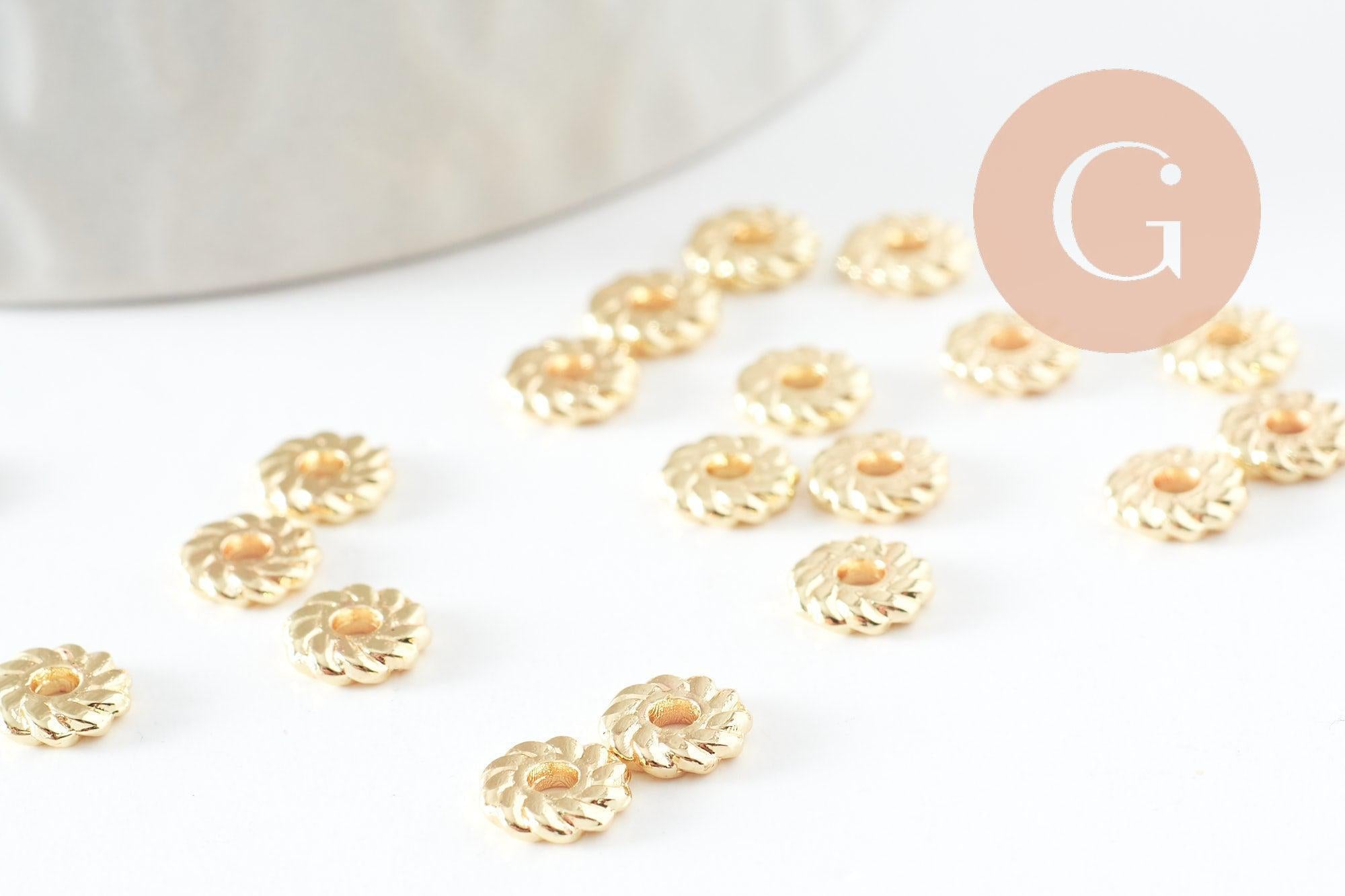 Gingerlily Perles G9545 rondelle striée dorée 6mm lot 20