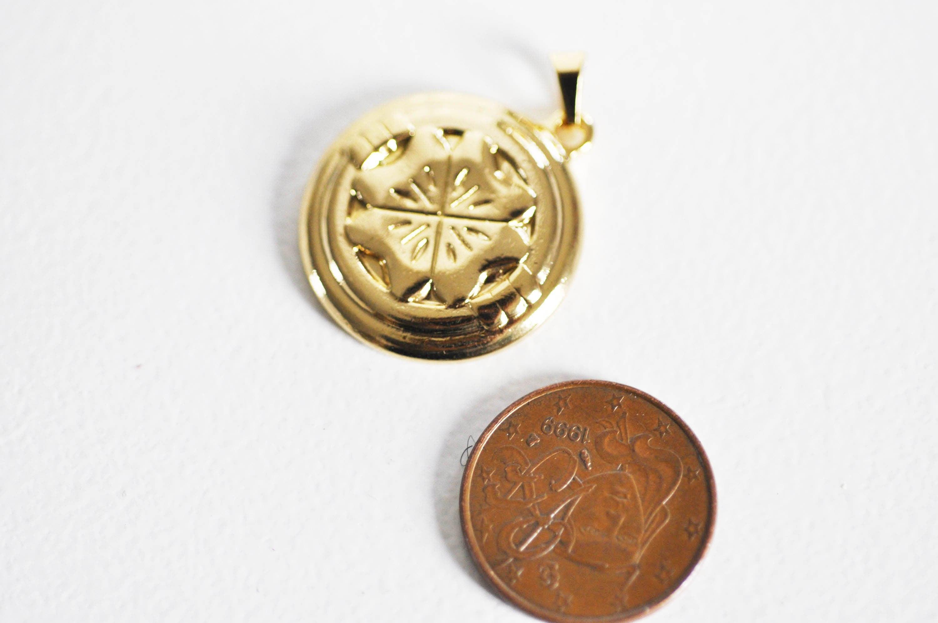 Gingerlily Pendentifs Médaille trèfle doré 27mm x1