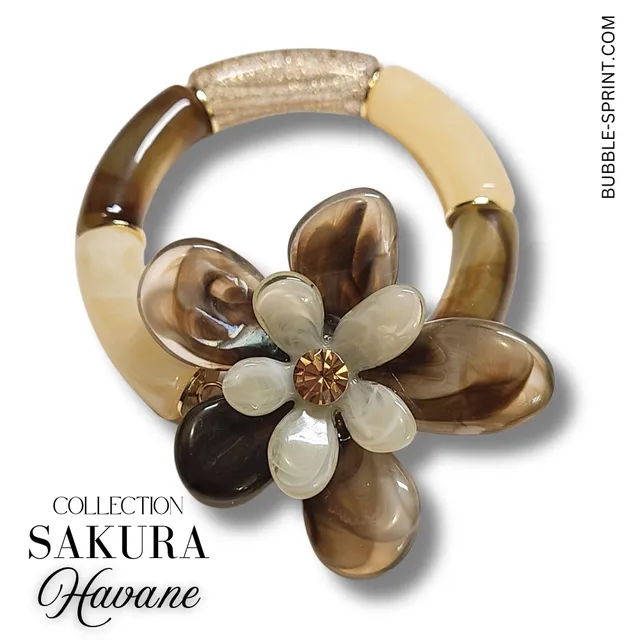 ARTSHOP Sakura Havane bracelet fleur monté