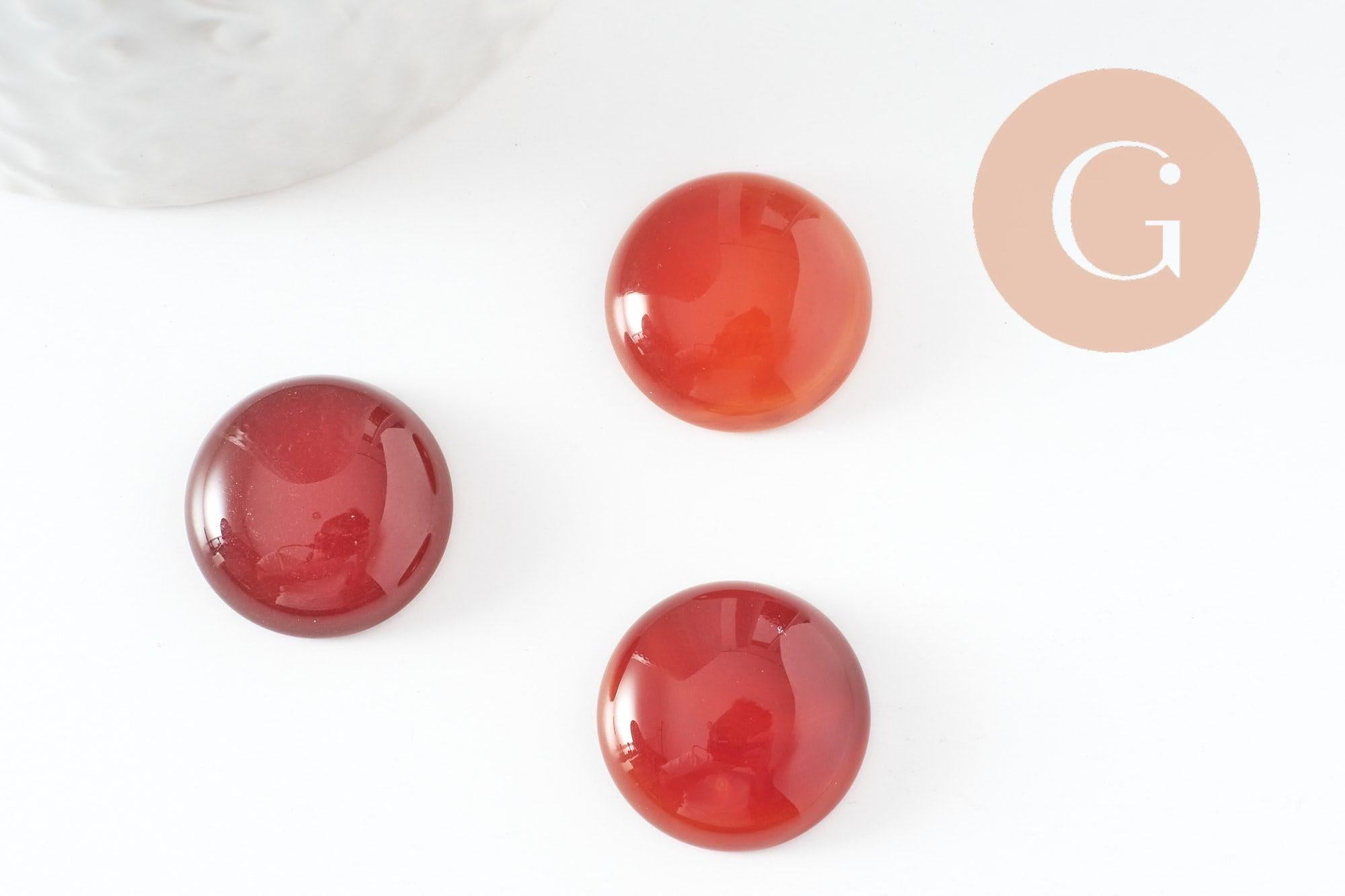 Gingerlily Perles cabochon agate orange 20mm pierre ronde