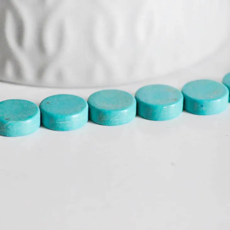 Gingerlily perles howlite turquoise disque 10mm fil 40 perles