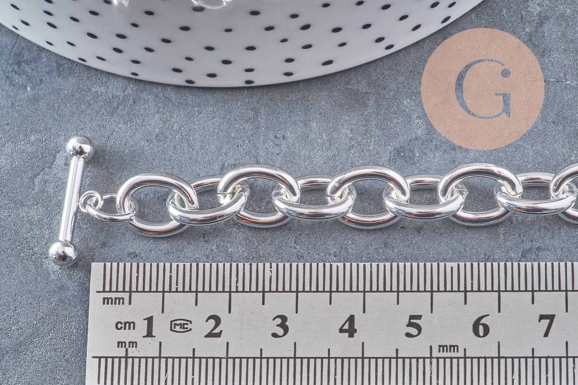 Gingerlily G10922 bracelet grosse maille acier inox argenté 20,4cm