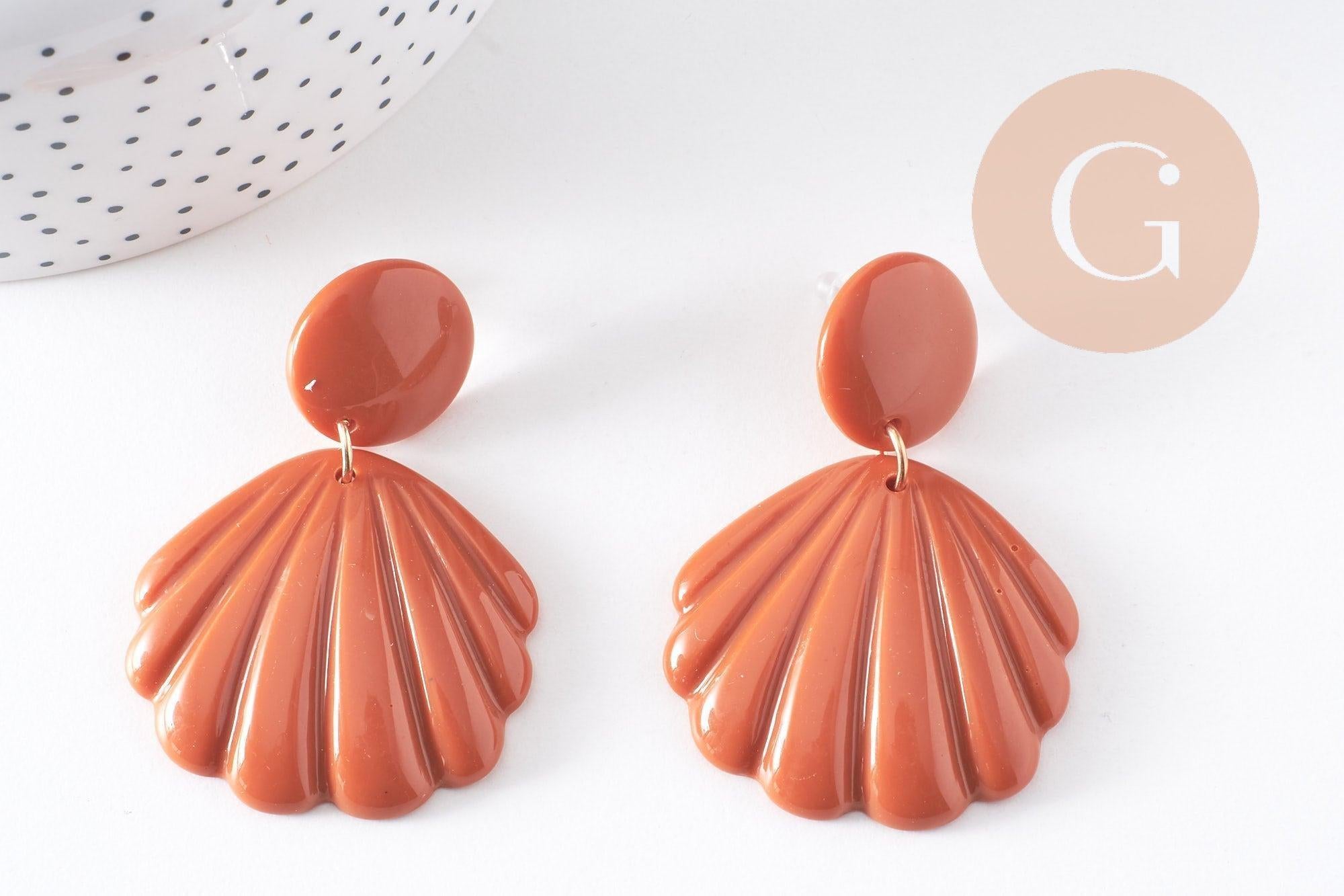 Gingerlily Pendentifs G10354 boucles doreilles coquillage marron la paire