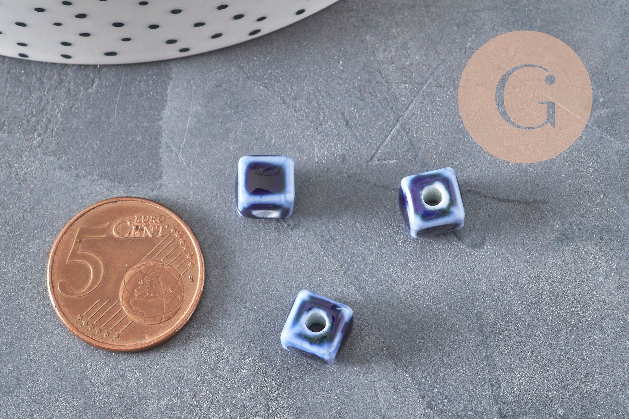 Gingerlily Perles DIY G11239 cube céramique bleu roi 8mm x5