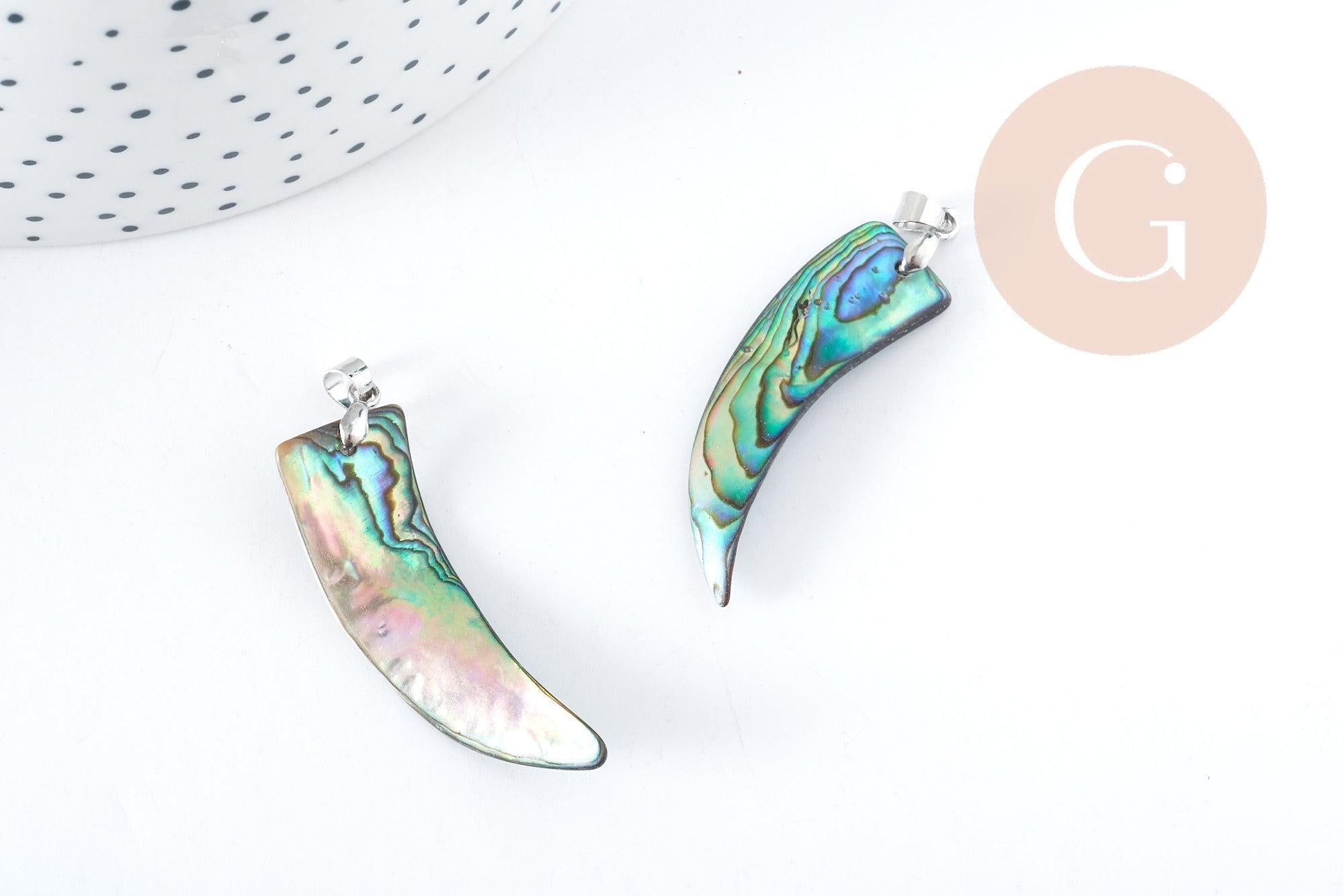 Gingerlily Pendentifs G8905 pendentif dent nacre noire 39-55mm x1