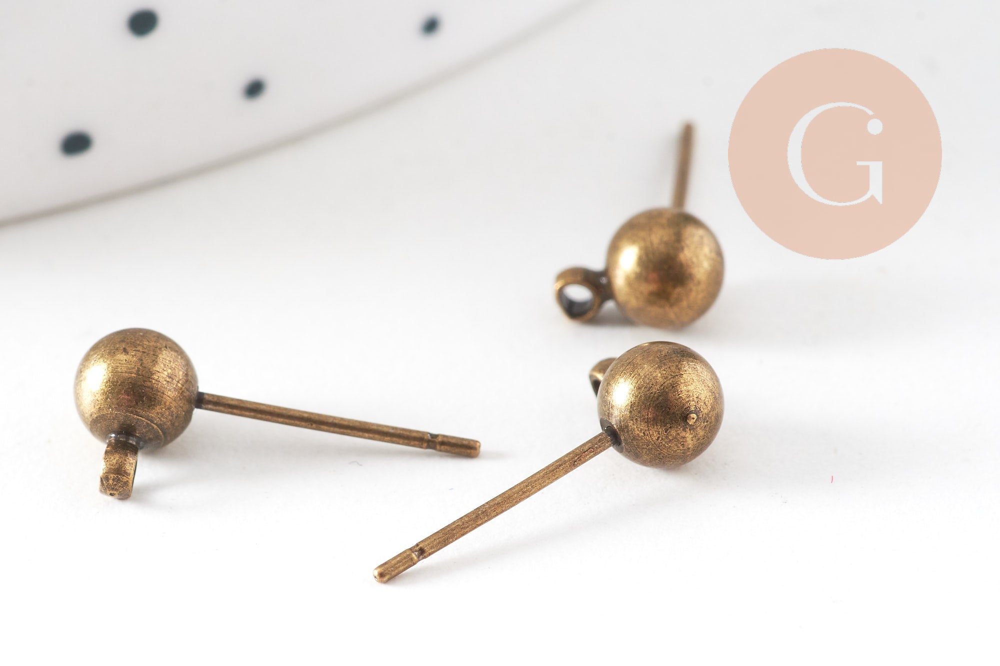 Gingerlily Clous puces boule bronze anneau 5 mm x10
