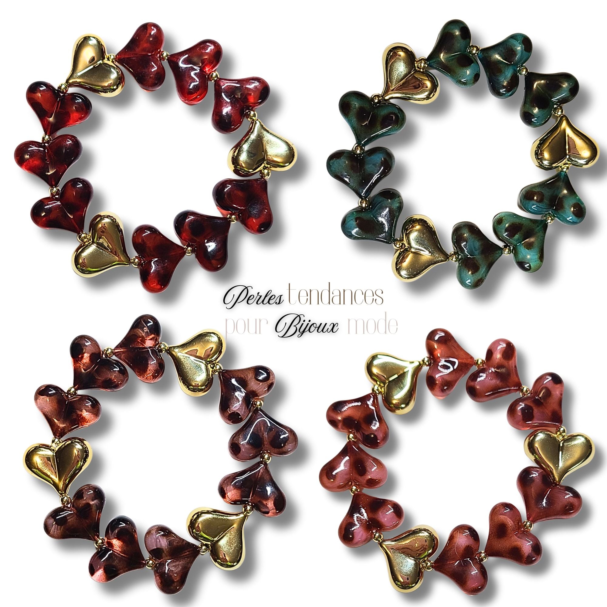 ARTSHOP HeartLine Cœur Léopard Havane perle acrylique x1 waterproof