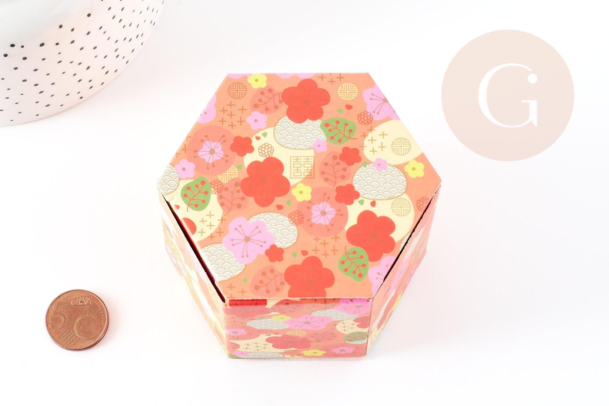 Gingerlily Boîte cadeau hexagonale japonisante 7,65x8,8cm x1