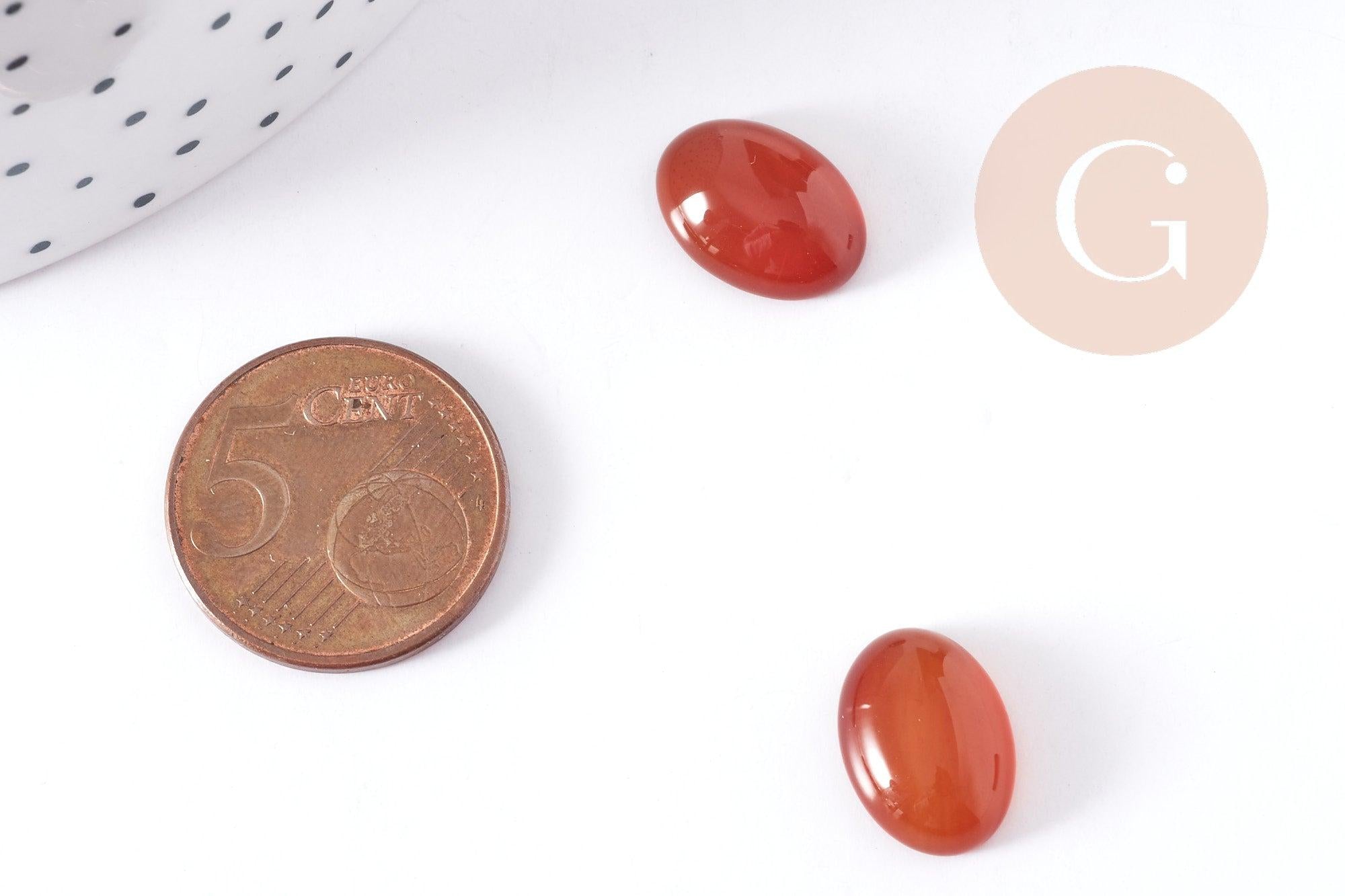 Gingerlily cabochon ovale agate marron-orange 14x10mm x1