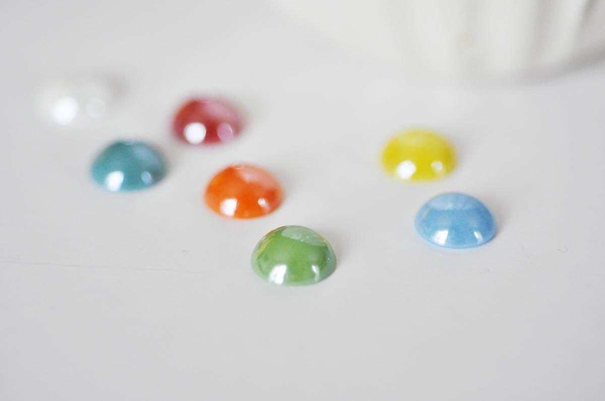 Gingerlily Pierres cabochons G120 cabochon verre irisé 9 mm x10