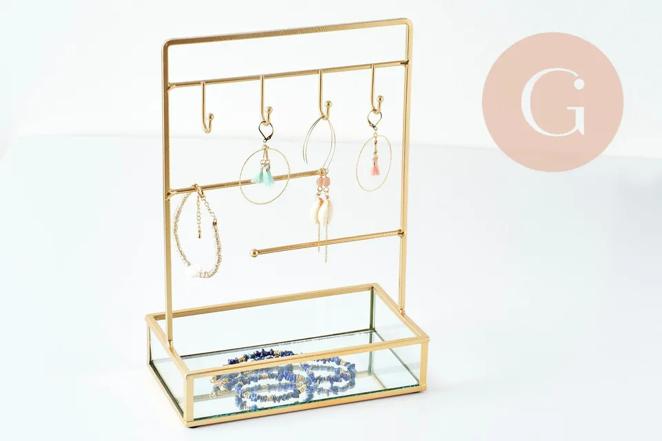 Gingerlily Présentoir à bijoux fer doré miroir G9395 x1