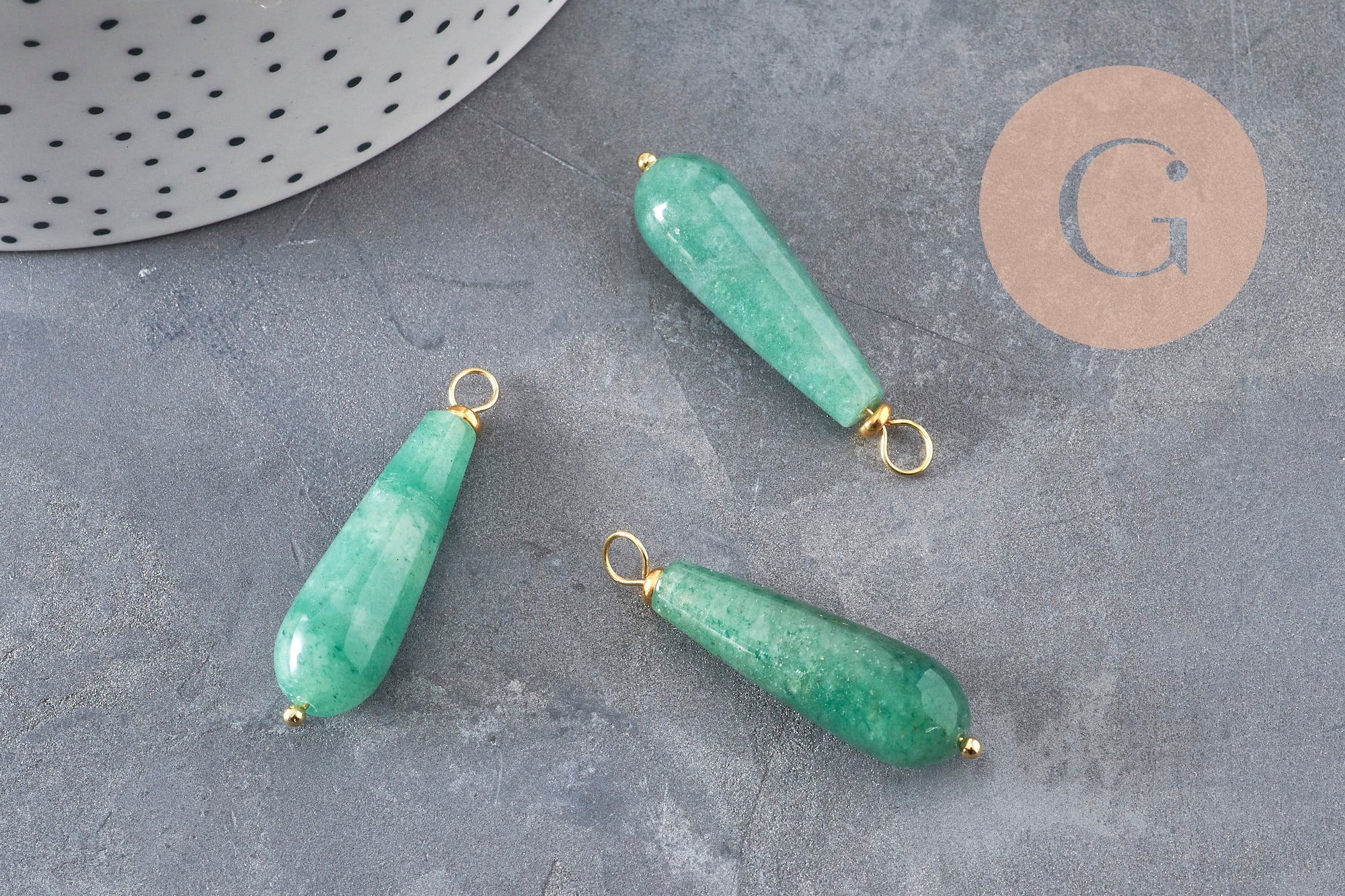 Gingerlily pendentif goutte aventurine verte 38mm x1