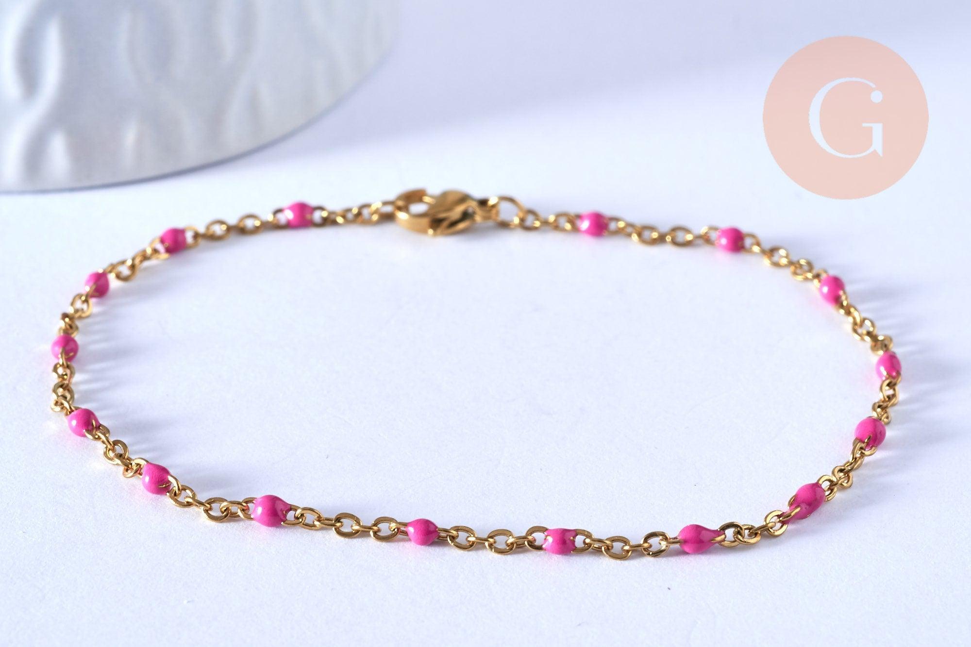 Gingerlily G4210 bracelet chaîne résine rose doré 20,5 cm