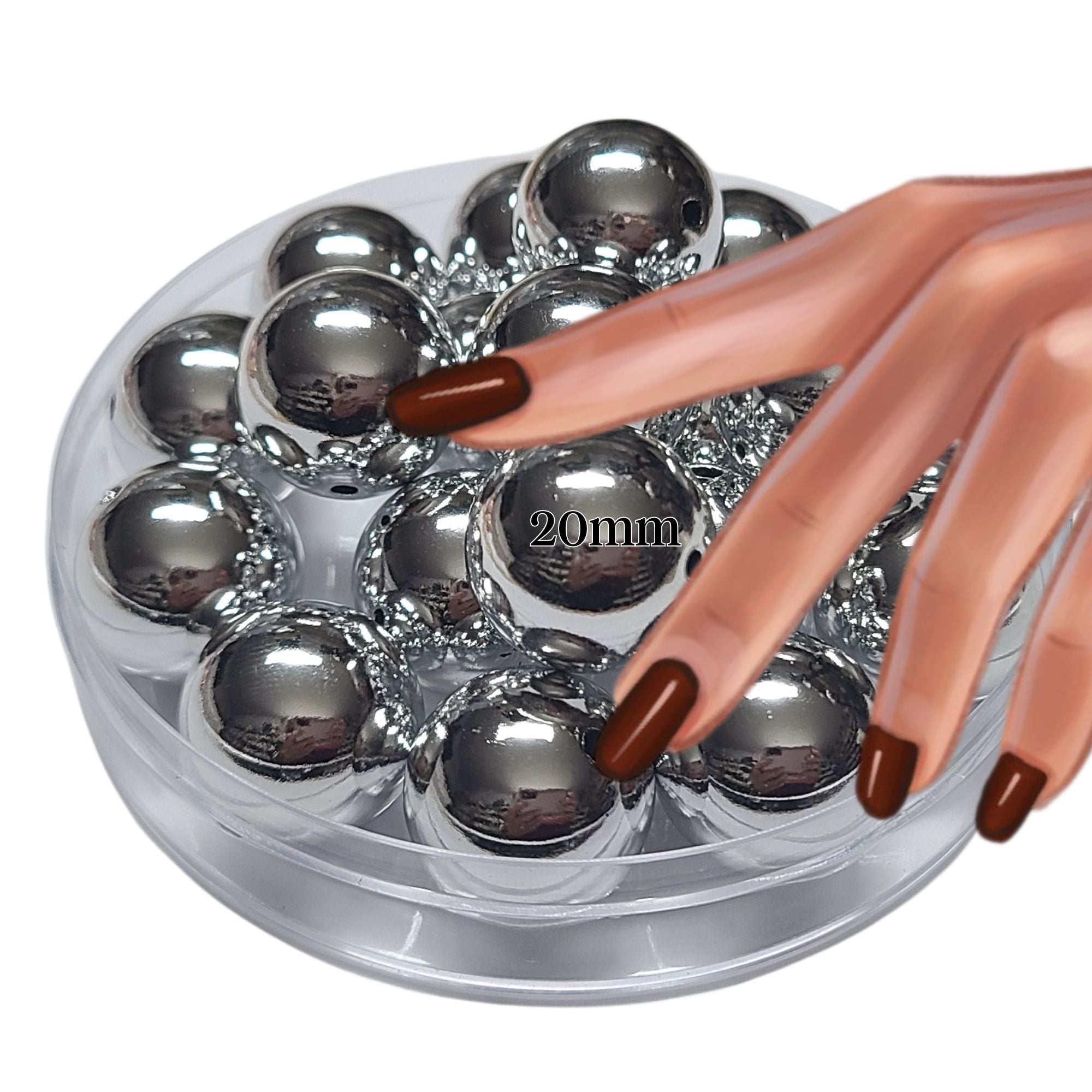 ARTSHOP Boules 62 perles acrylique argent 20 mm x10