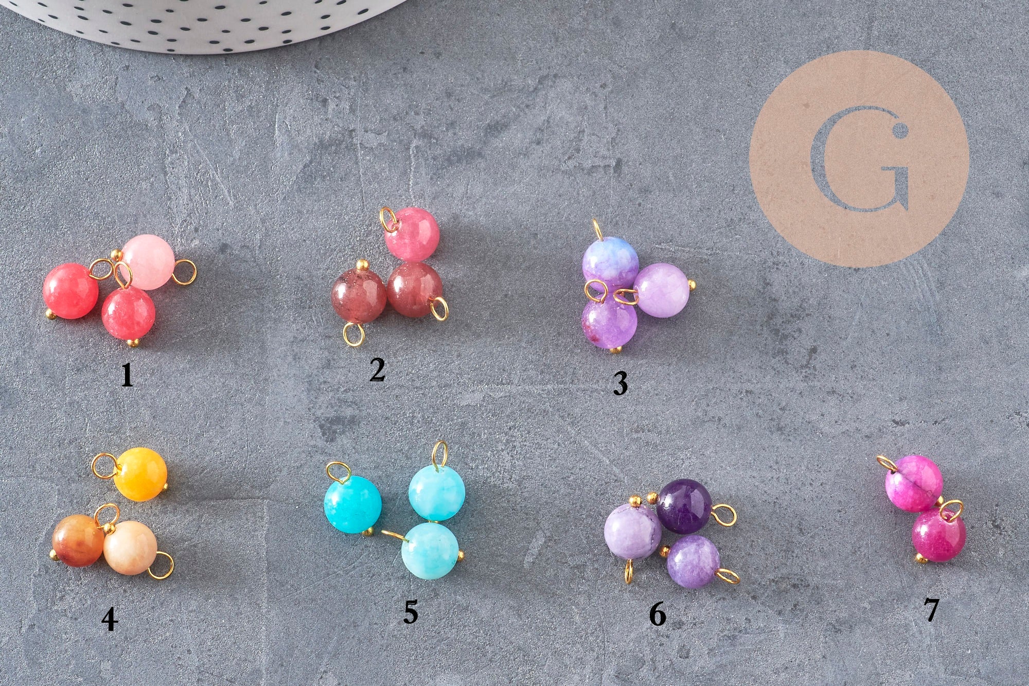 Gingerlily Pendentifs DIY G9051 breloque jade laiton doré 13mm