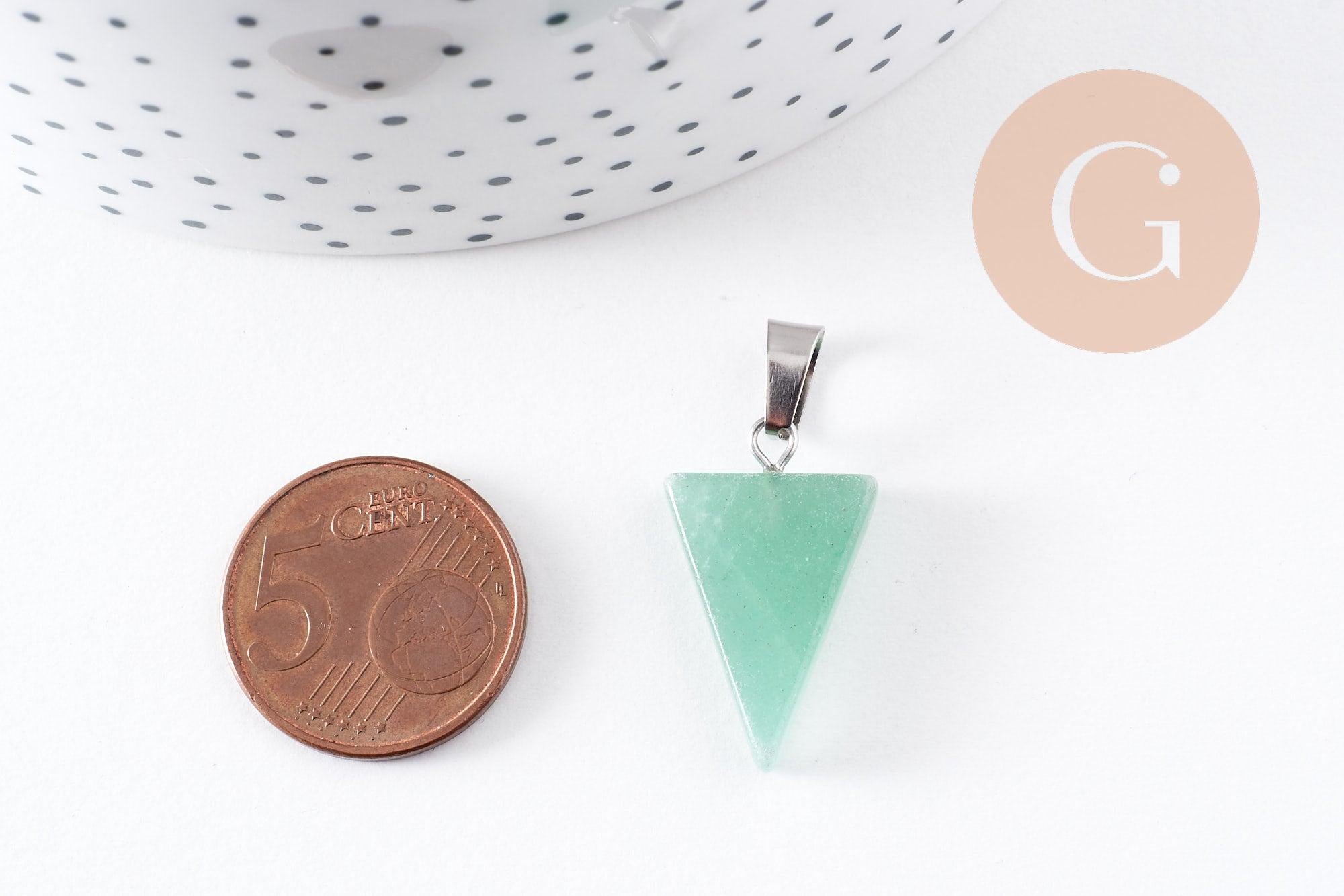 Gingerlily Pendentifs triangle aventurine verte acier 24 mm
