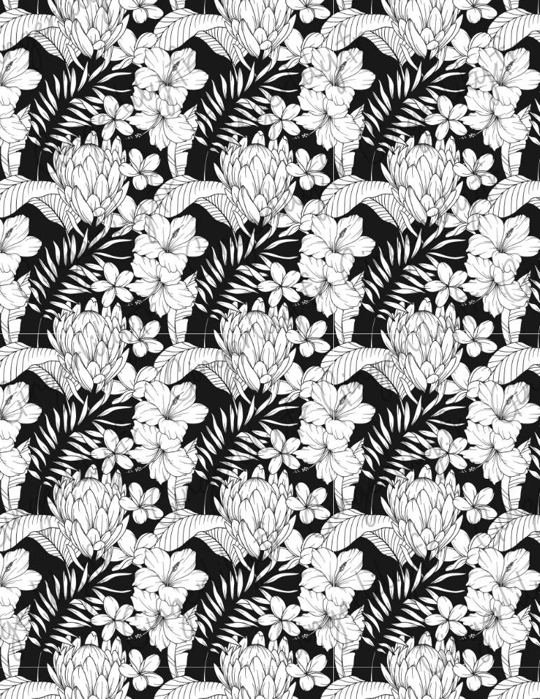 Gingerlily G10785 feuille transfert polymère tropical noir