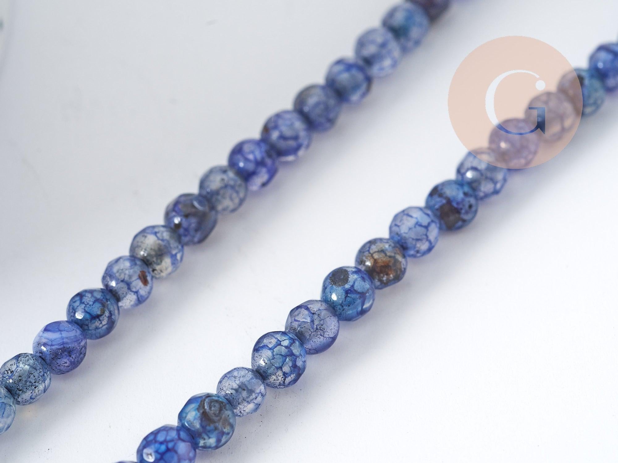 Gingerlily agate G8978 perles pierre bleue 4 mm fil 37 cm