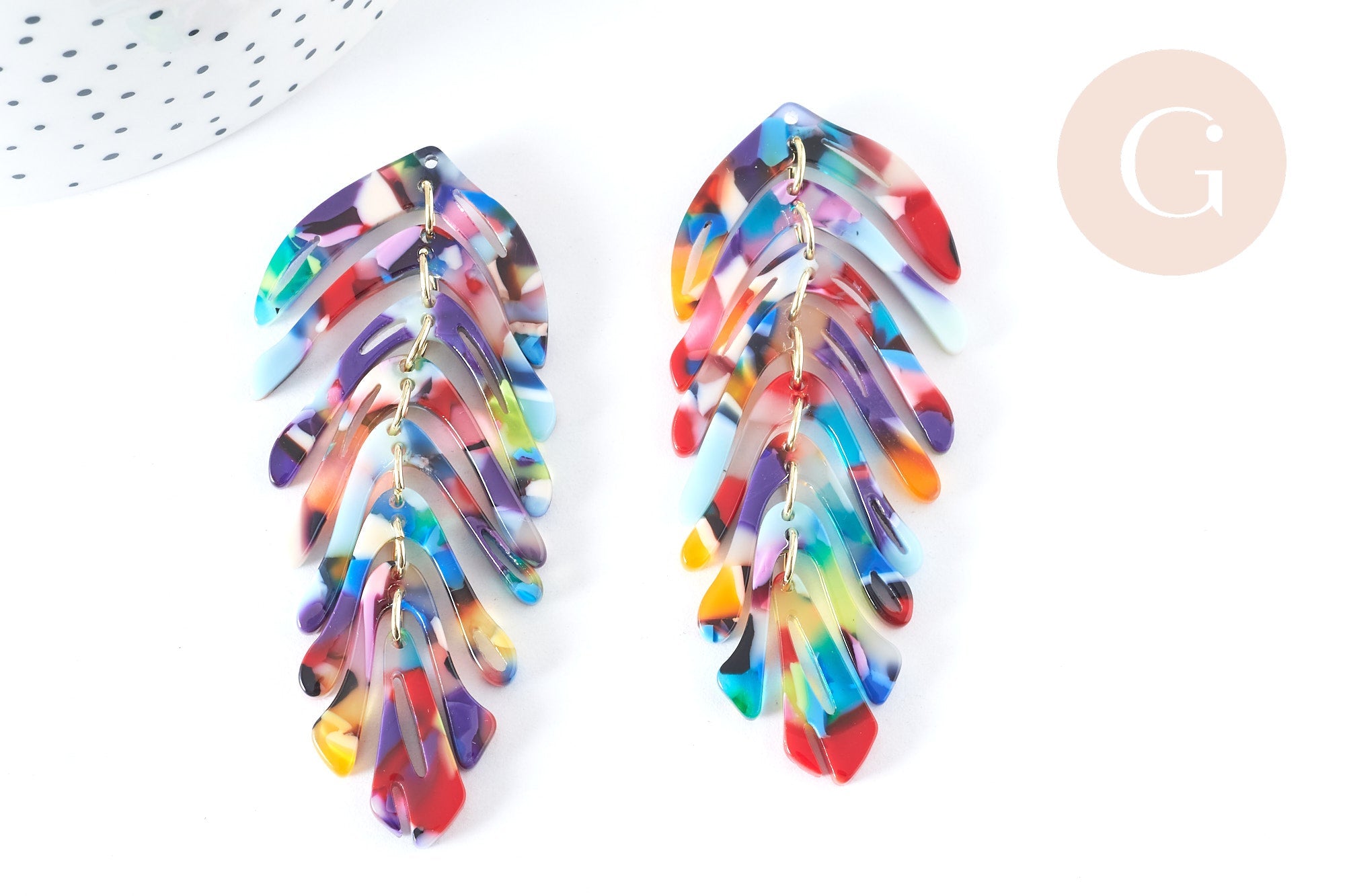 Gingerlily Pendentifs feuille G7299 pendentif acétate lot de 2 70mm